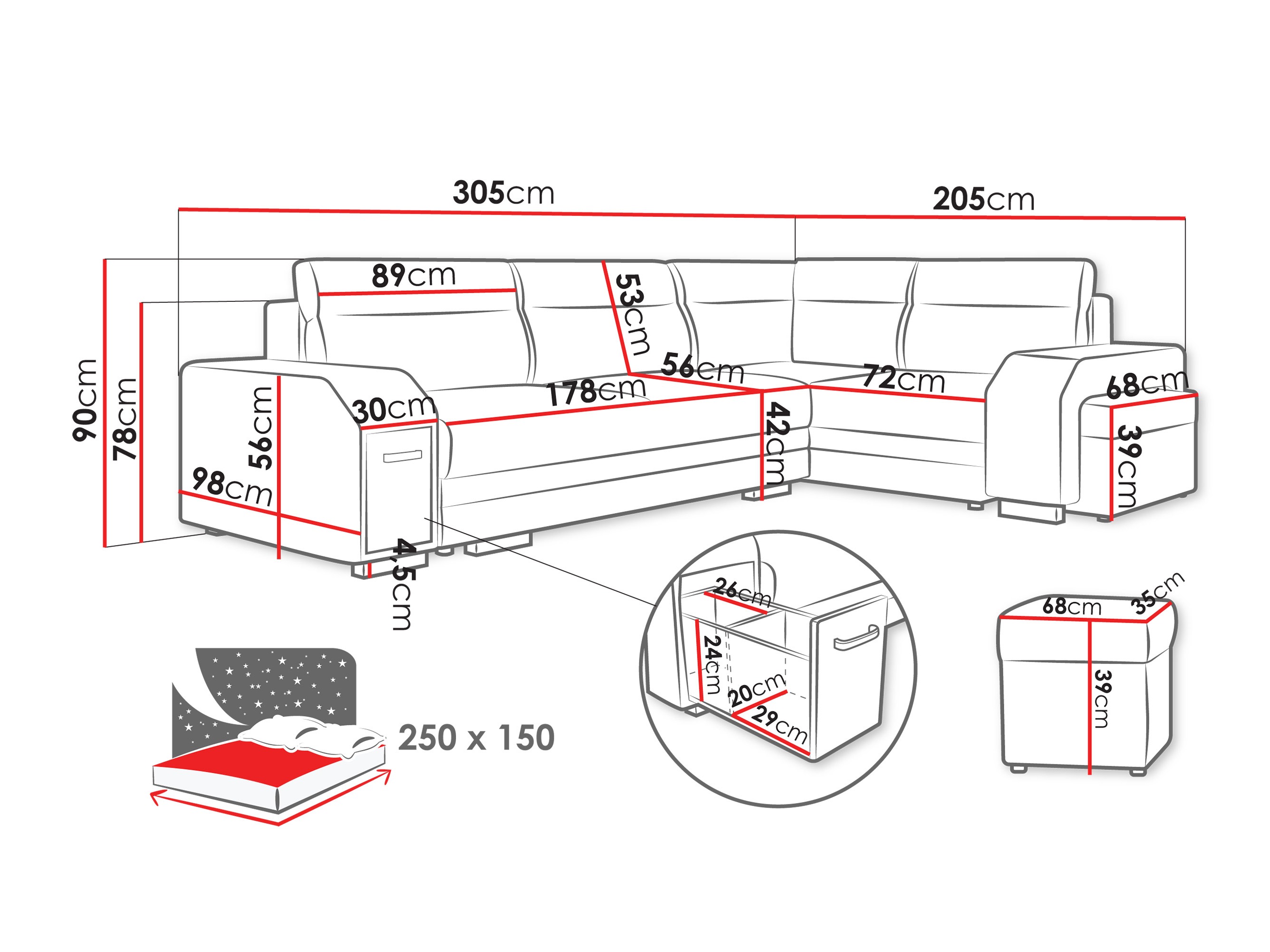 Minkštas kampas Kingsport 116 (Nazar 225.06)
