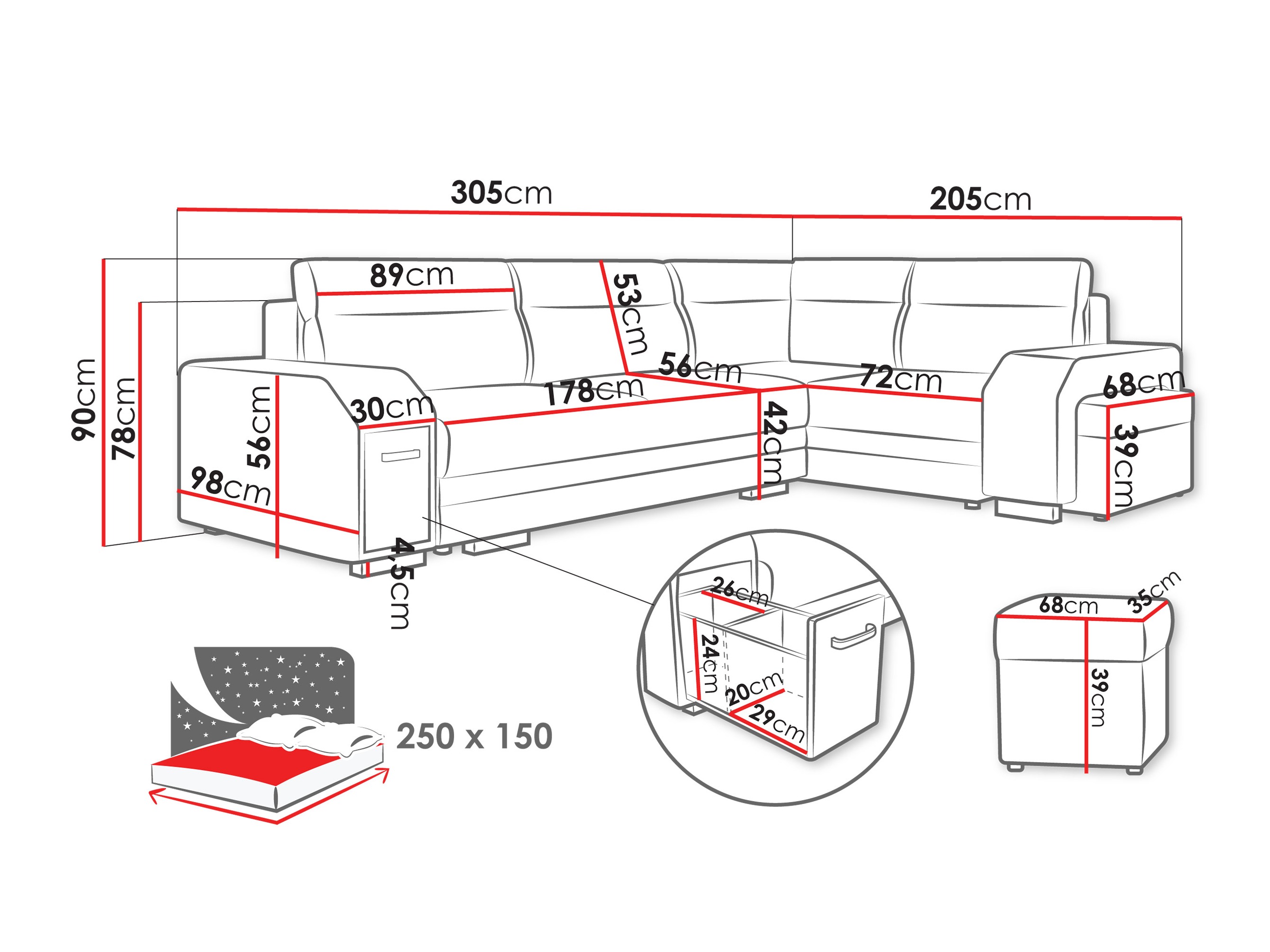Minkštas kampas Kingsport 116 (Nazar 225.06)