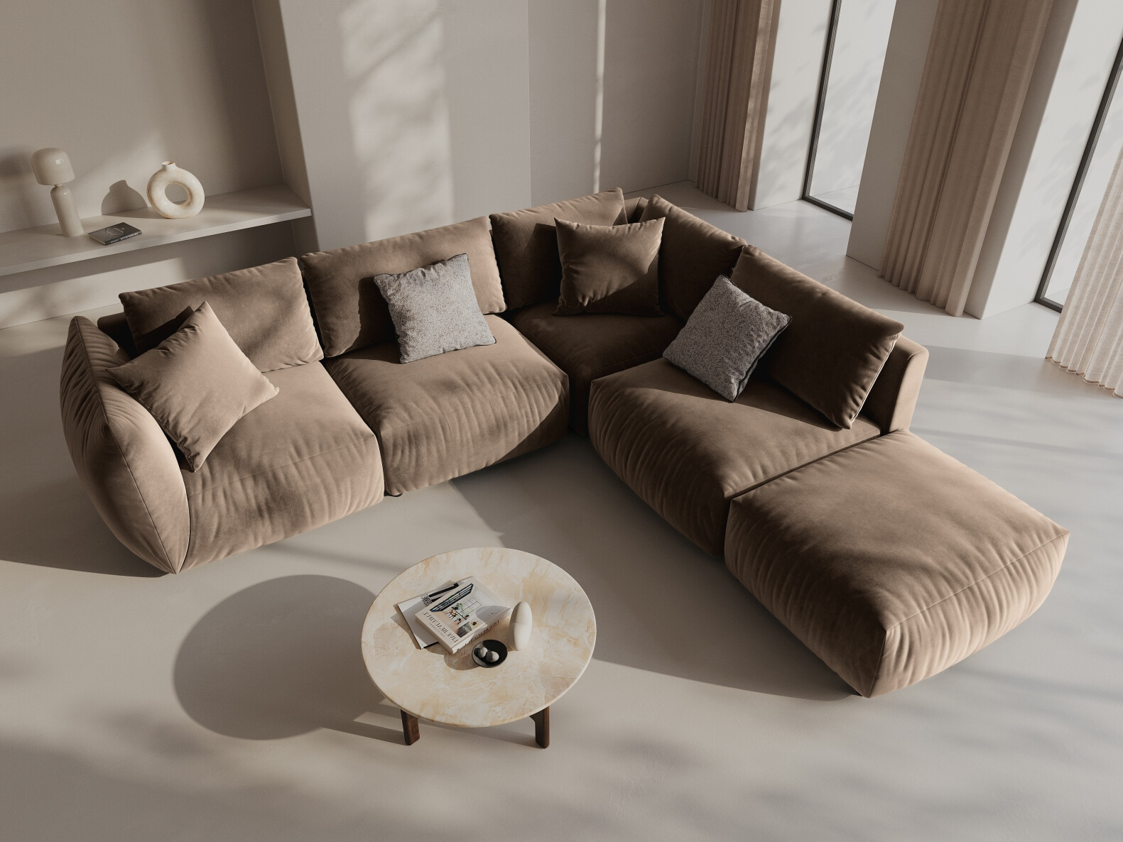 Modulinis minkštas kampas Ruvmone 108 (Casino Taupe)