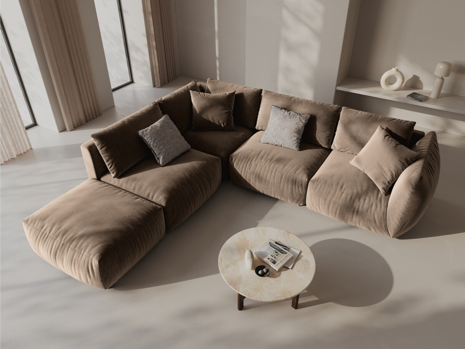 Modulinis minkštas kampas Ruvmone 108 (Casino Taupe)