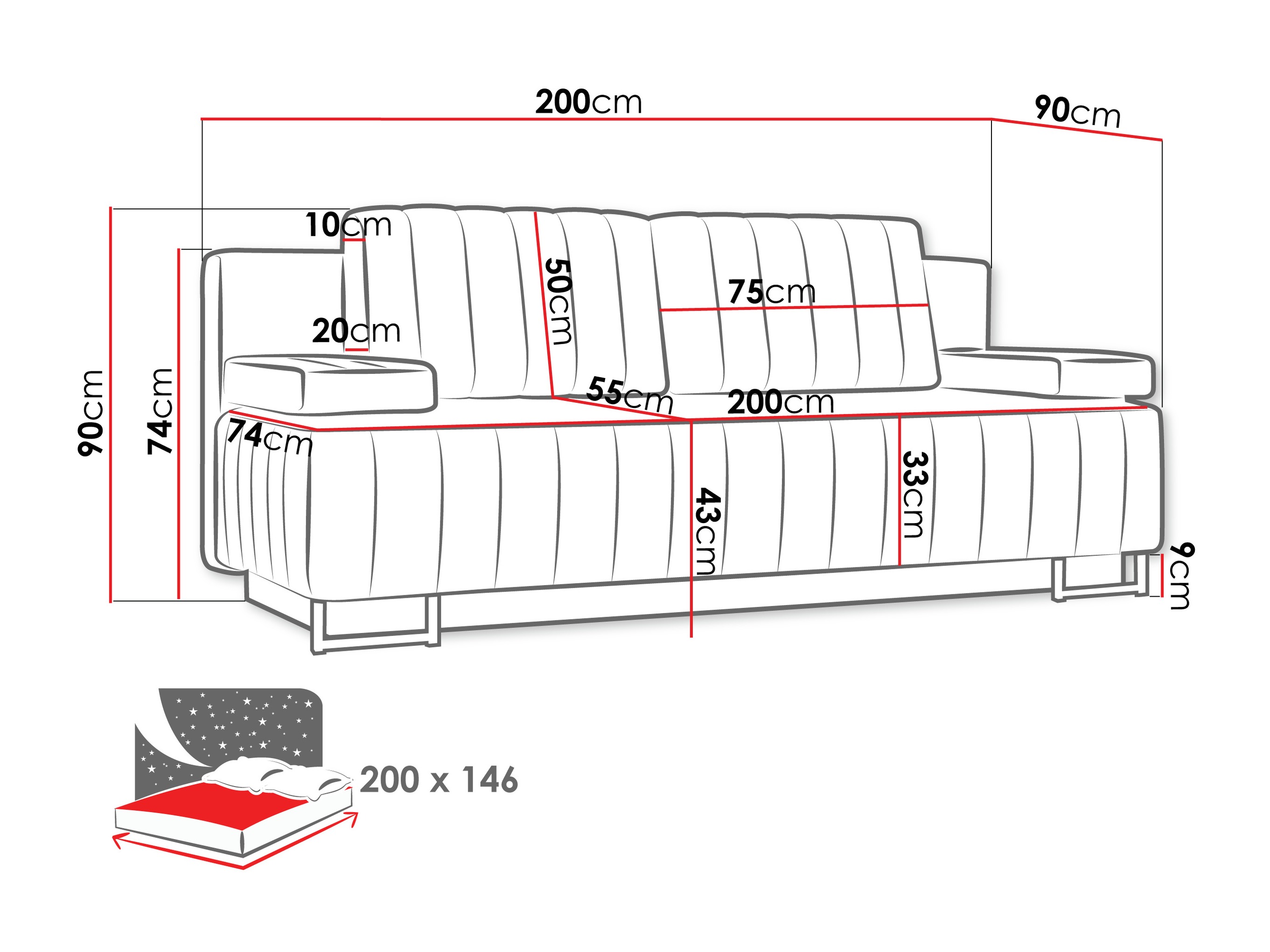 Sofa lova Columbus 152 (Lumo 55)