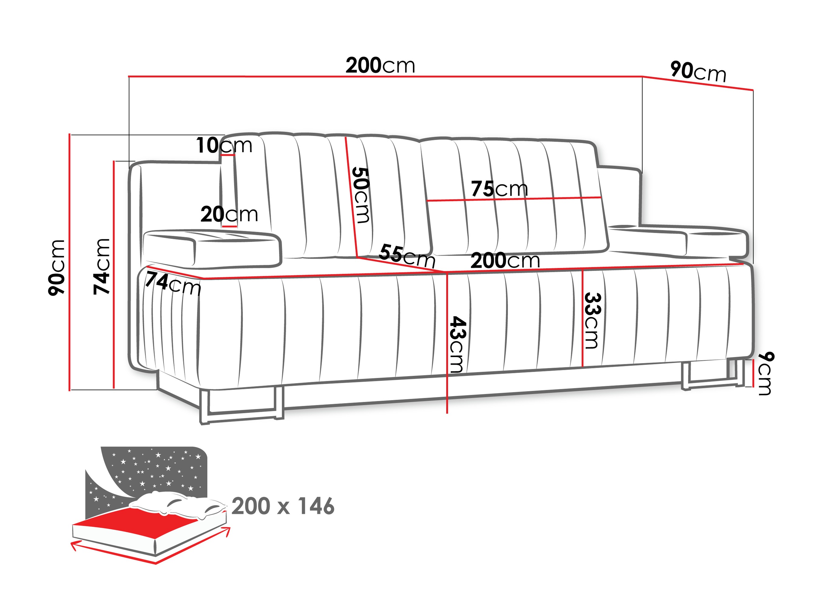 Sofa lova Columbus 152 (Lumo 65)