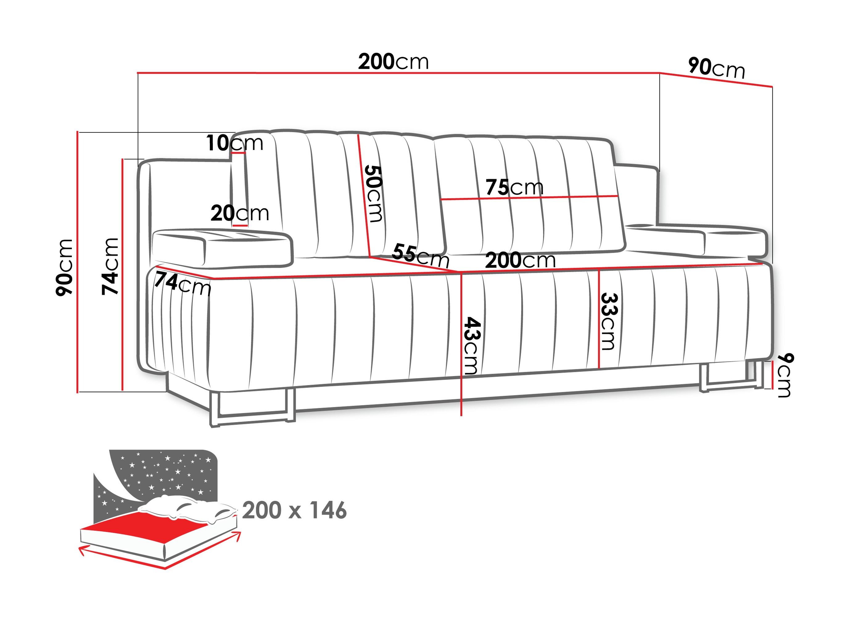 Sofa lova Columbus 152 (Lux 05)