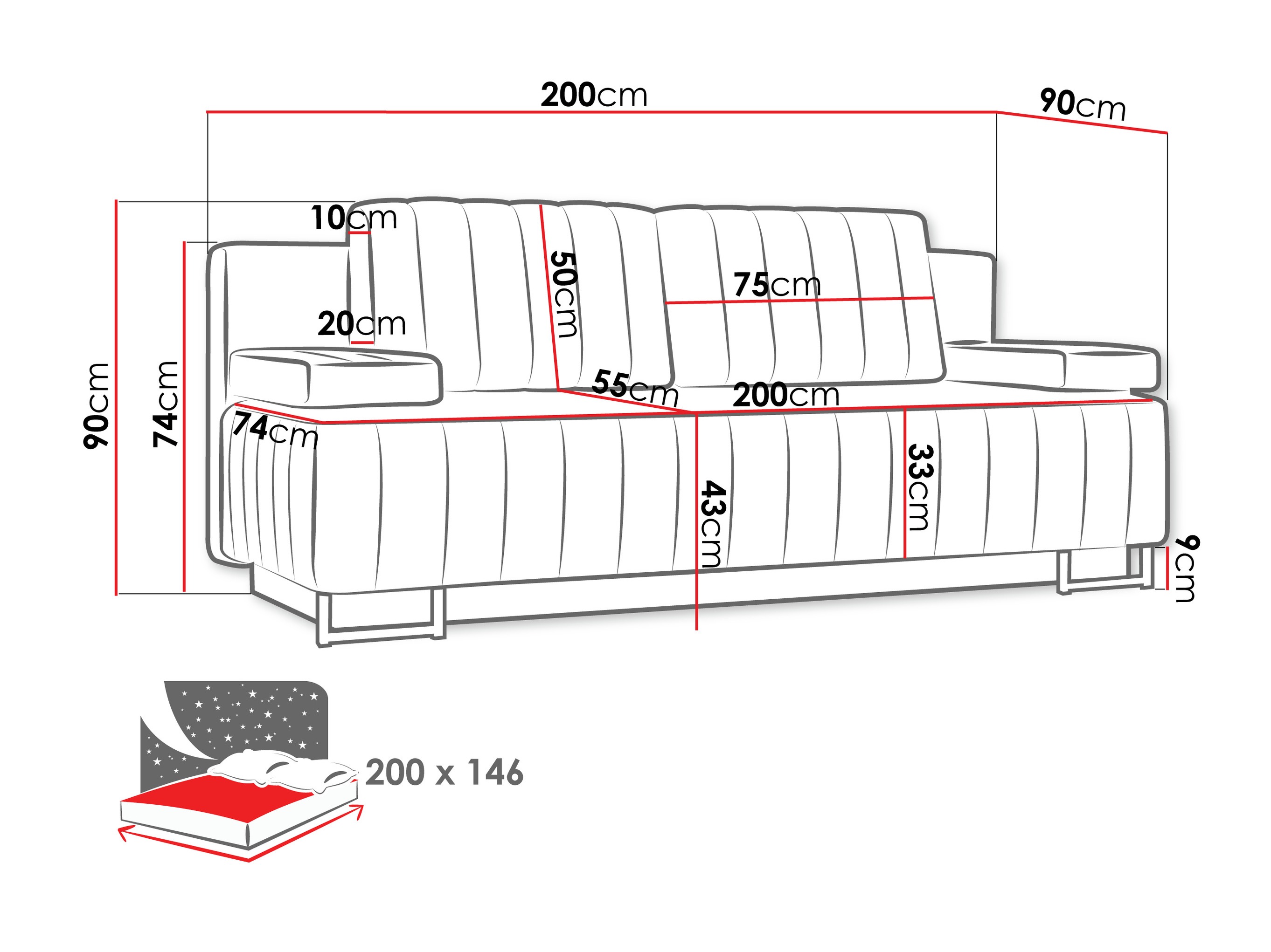 Sofa lova Columbus 152 (Lux 06)