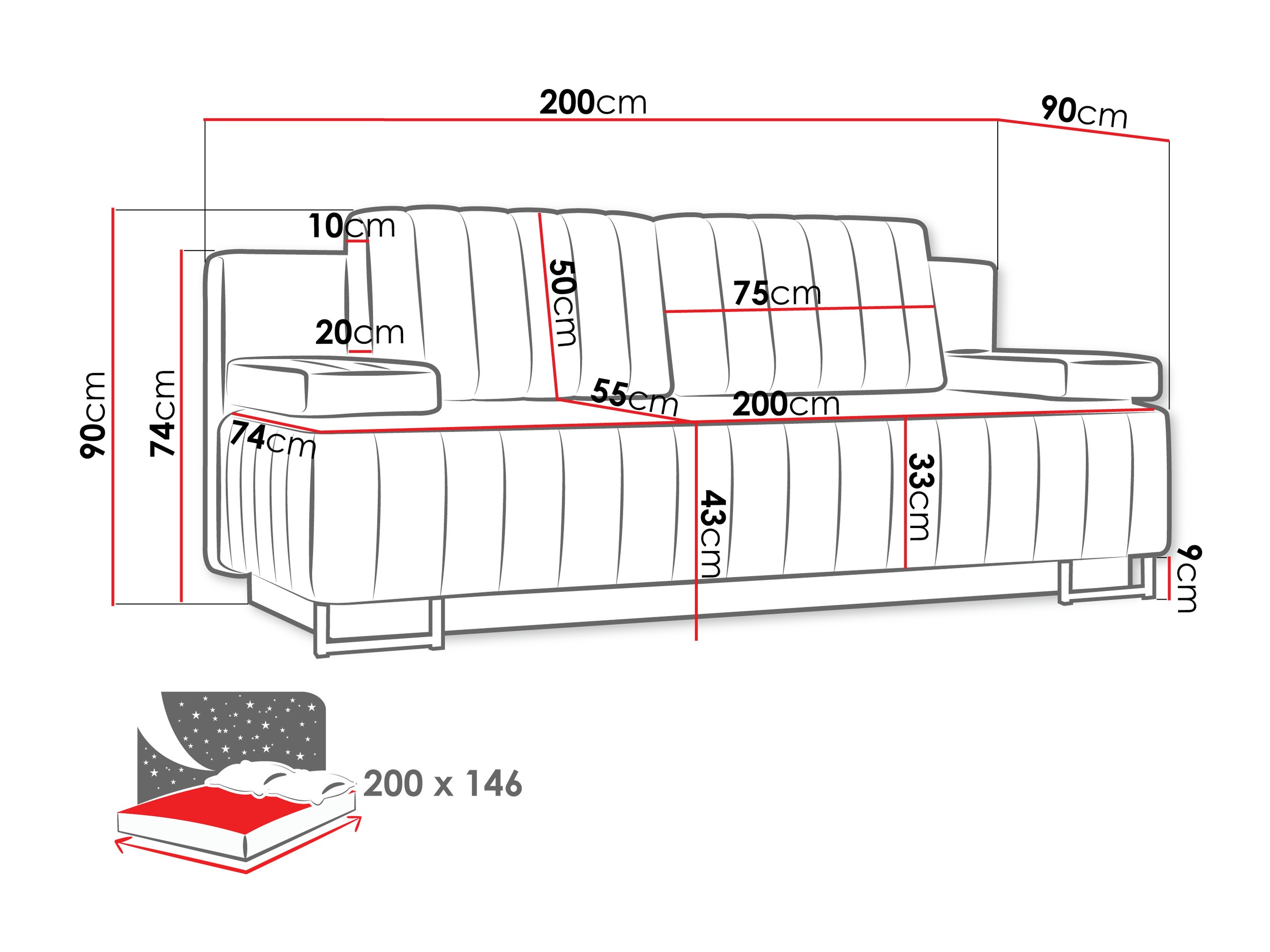 Sofa lova Columbus 152 (Lux 34)
