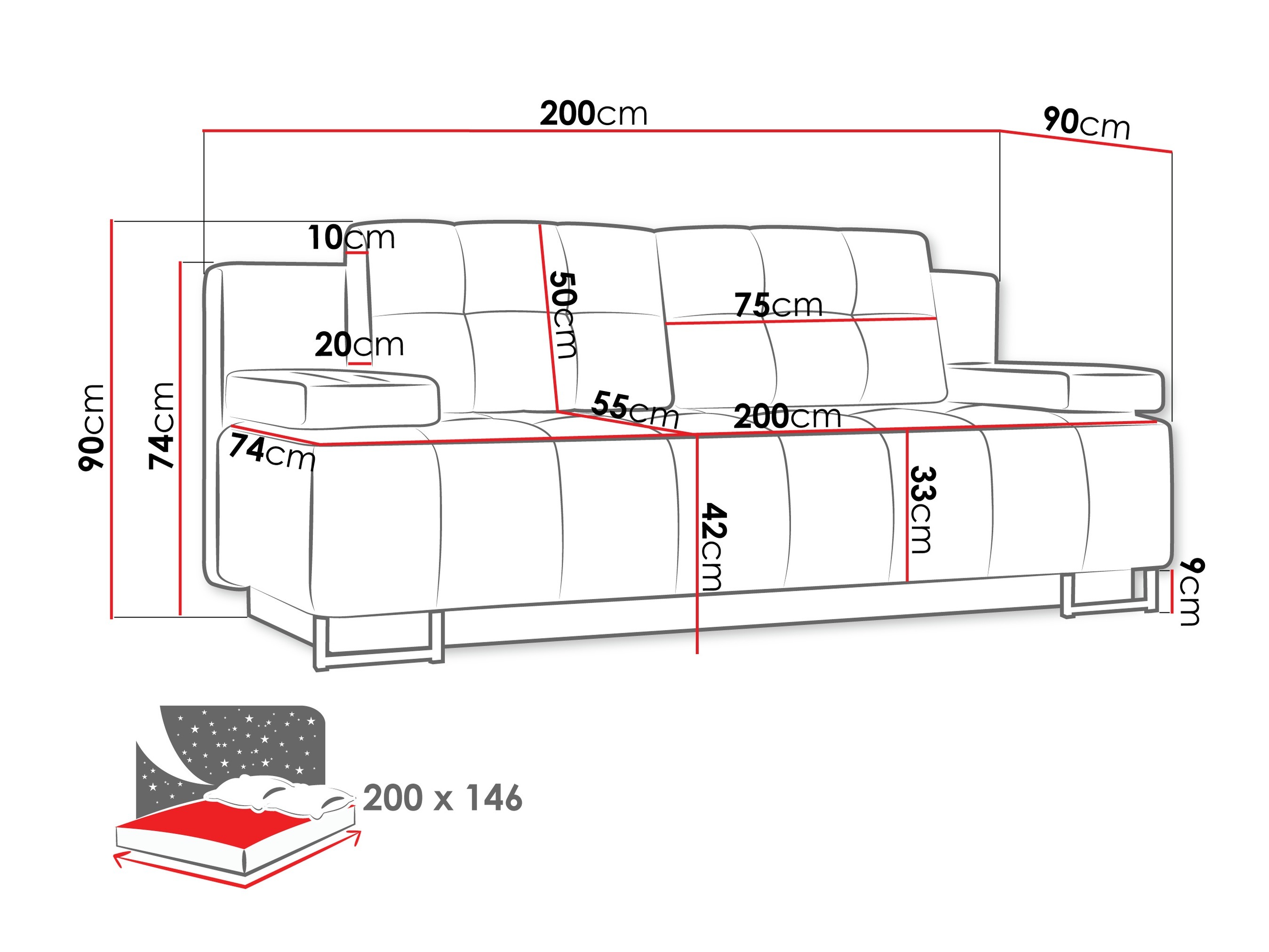 Sofa lova Columbus 151 (Lumo 30)