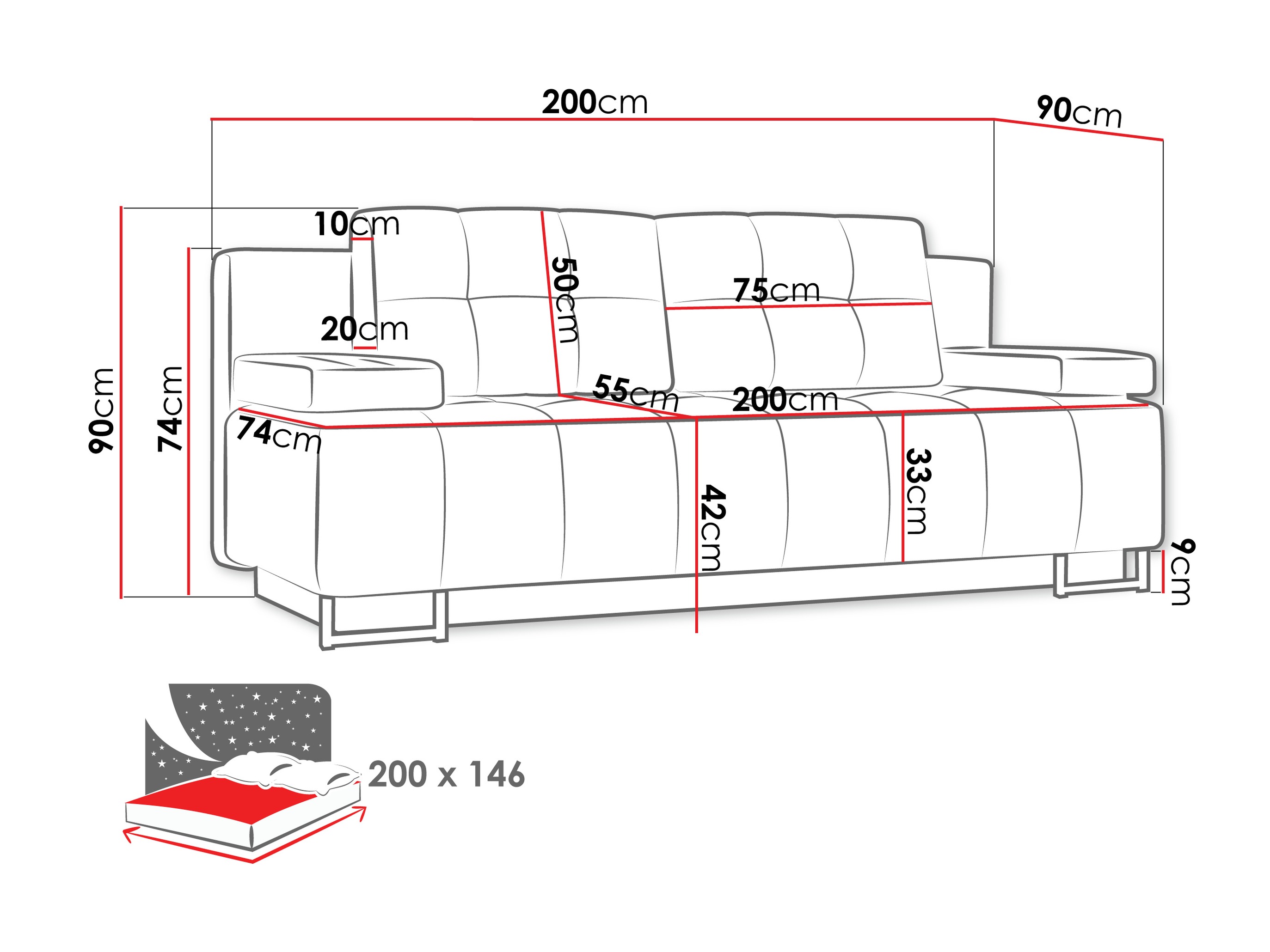 Sofa lova Columbus 151 (Lumo 65)