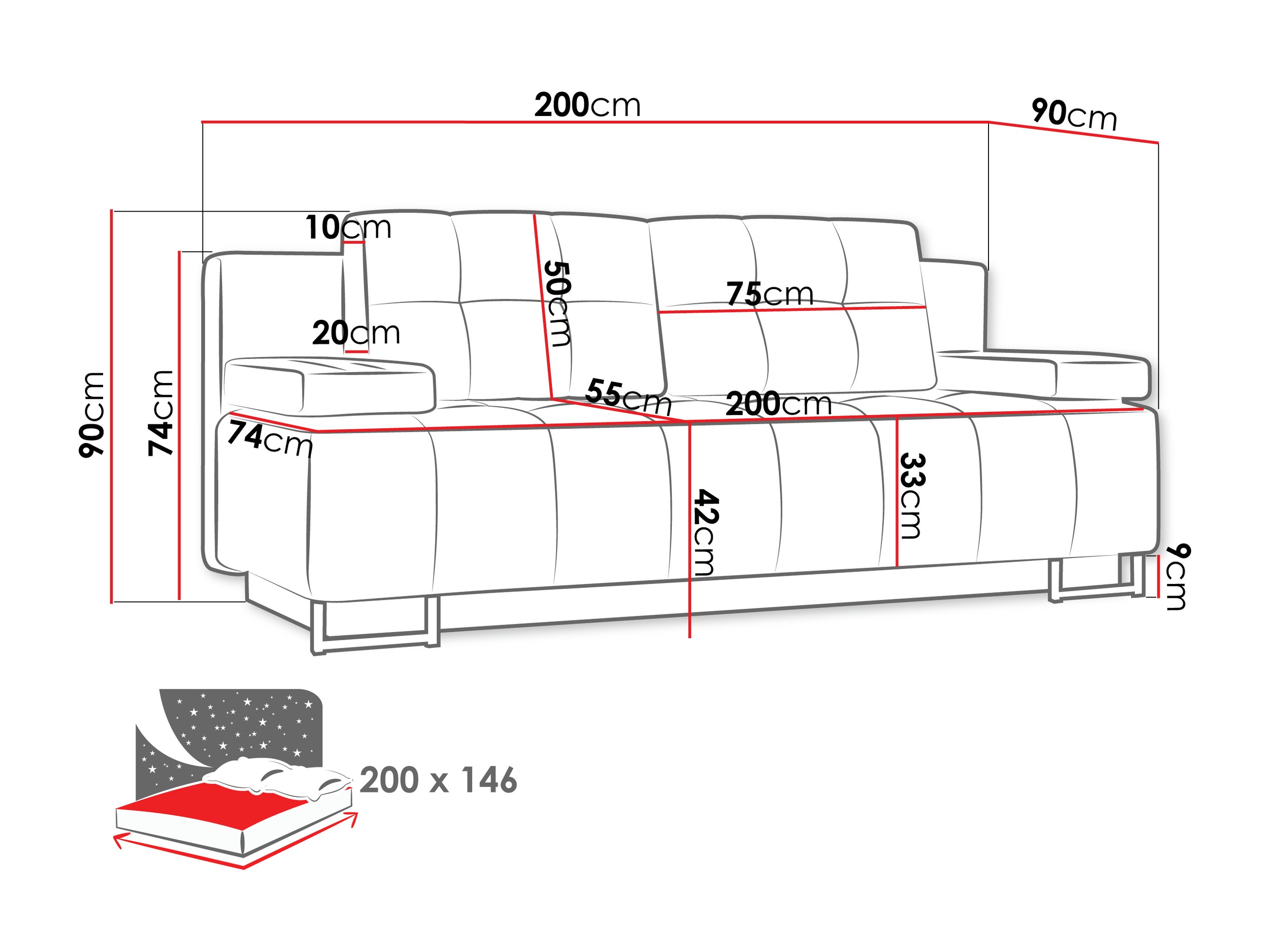 Sofa lova Columbus 151 (Lux 06)