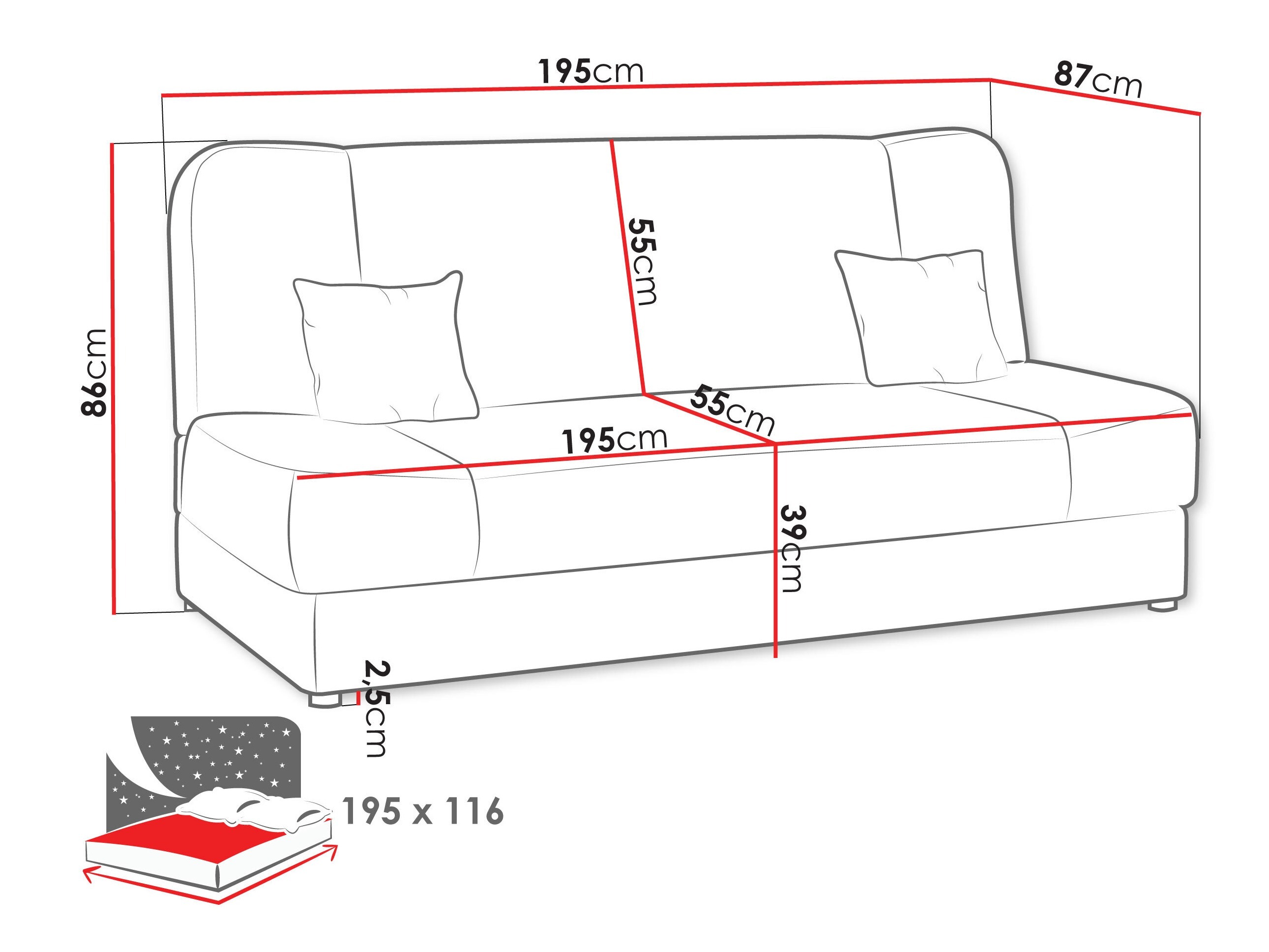 Sofa lova Comfivo Cera III (Poso 110)