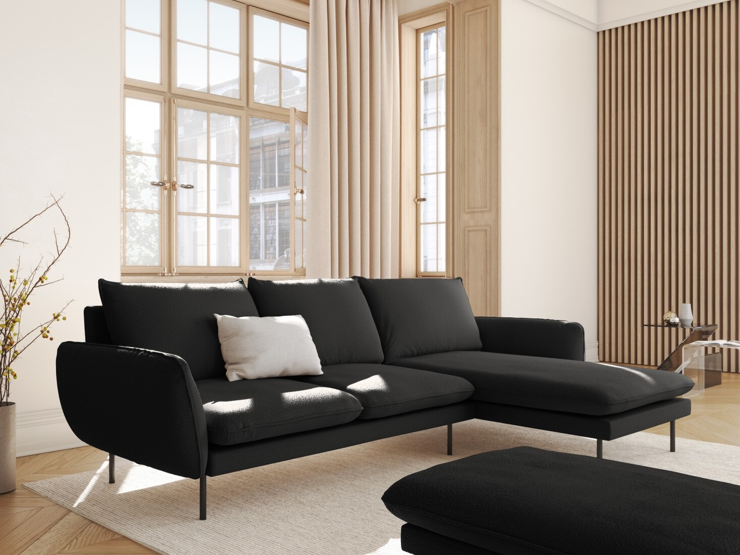 Minkštas kampas Ferlevi 113 (Ascot Black)