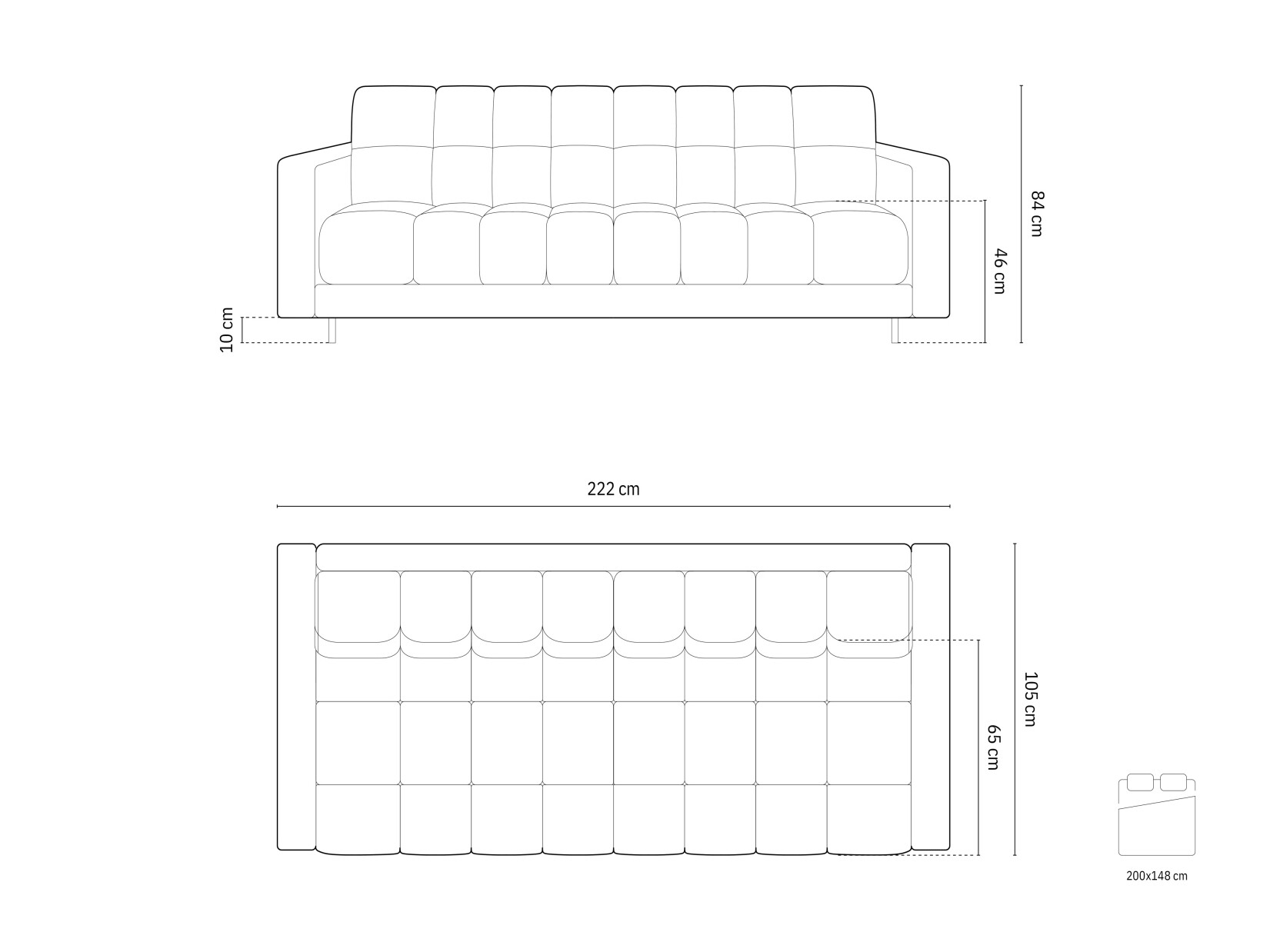 Sofa lova Calelbe 110 (Bluvel 38)