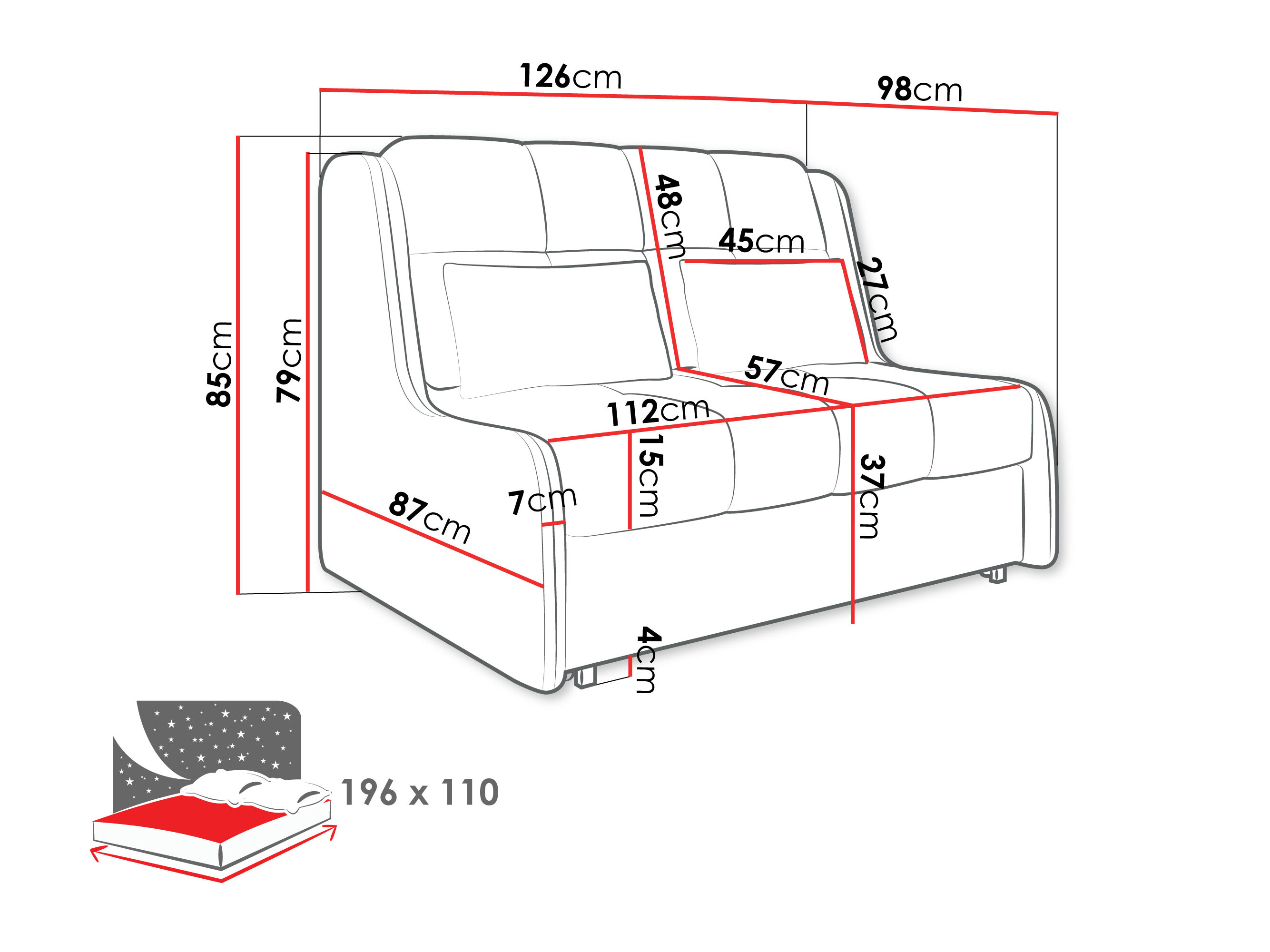 Sofa lova Columbus 255 (Sereno 690)