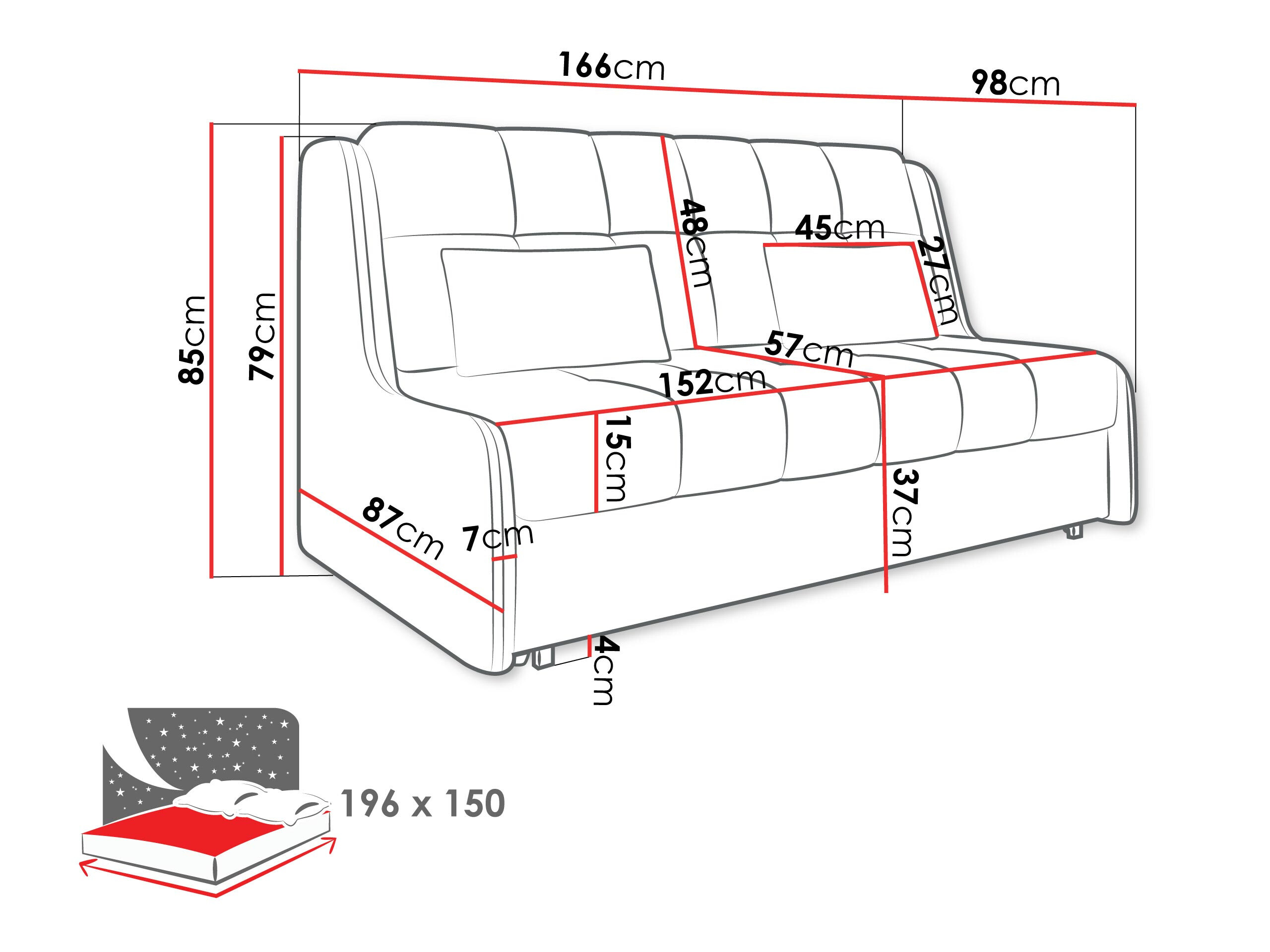 Sofa lova Columbus 257 (Sereno 687)