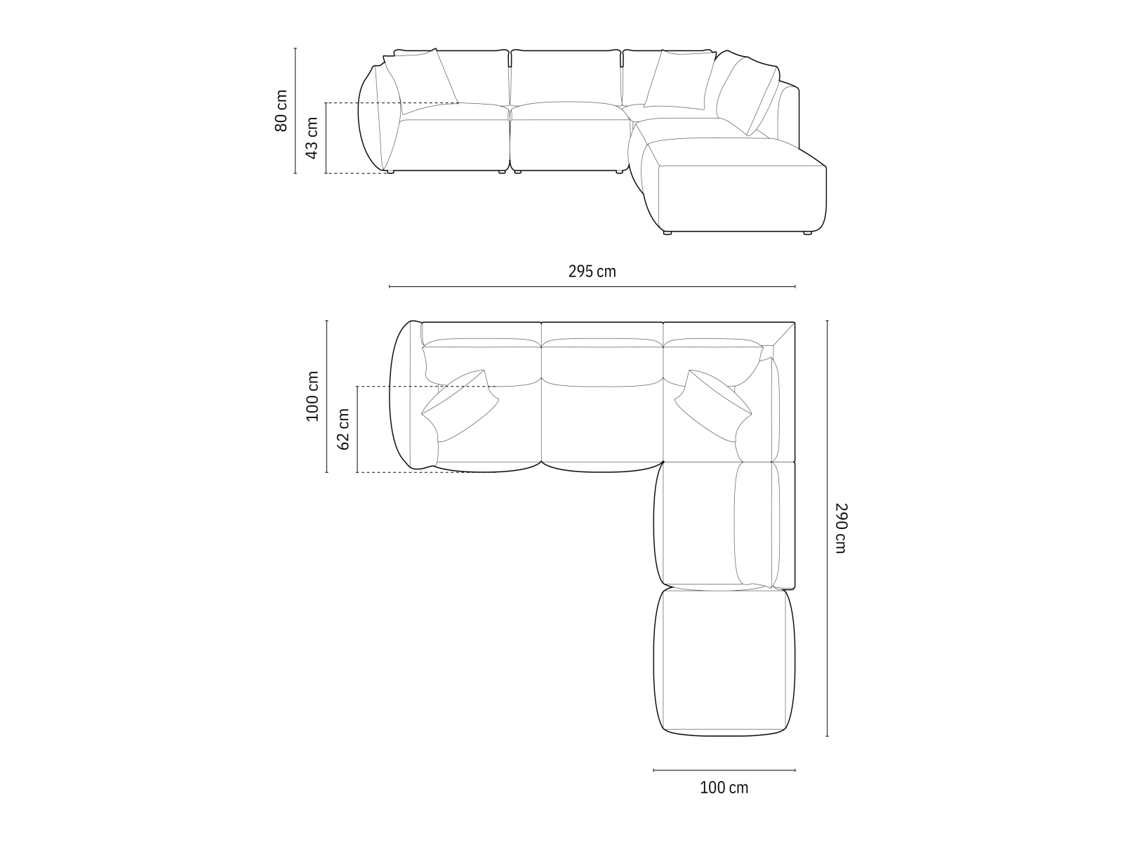 Modulinis minkštas kampas Ruvmone 108 (Lins 07)