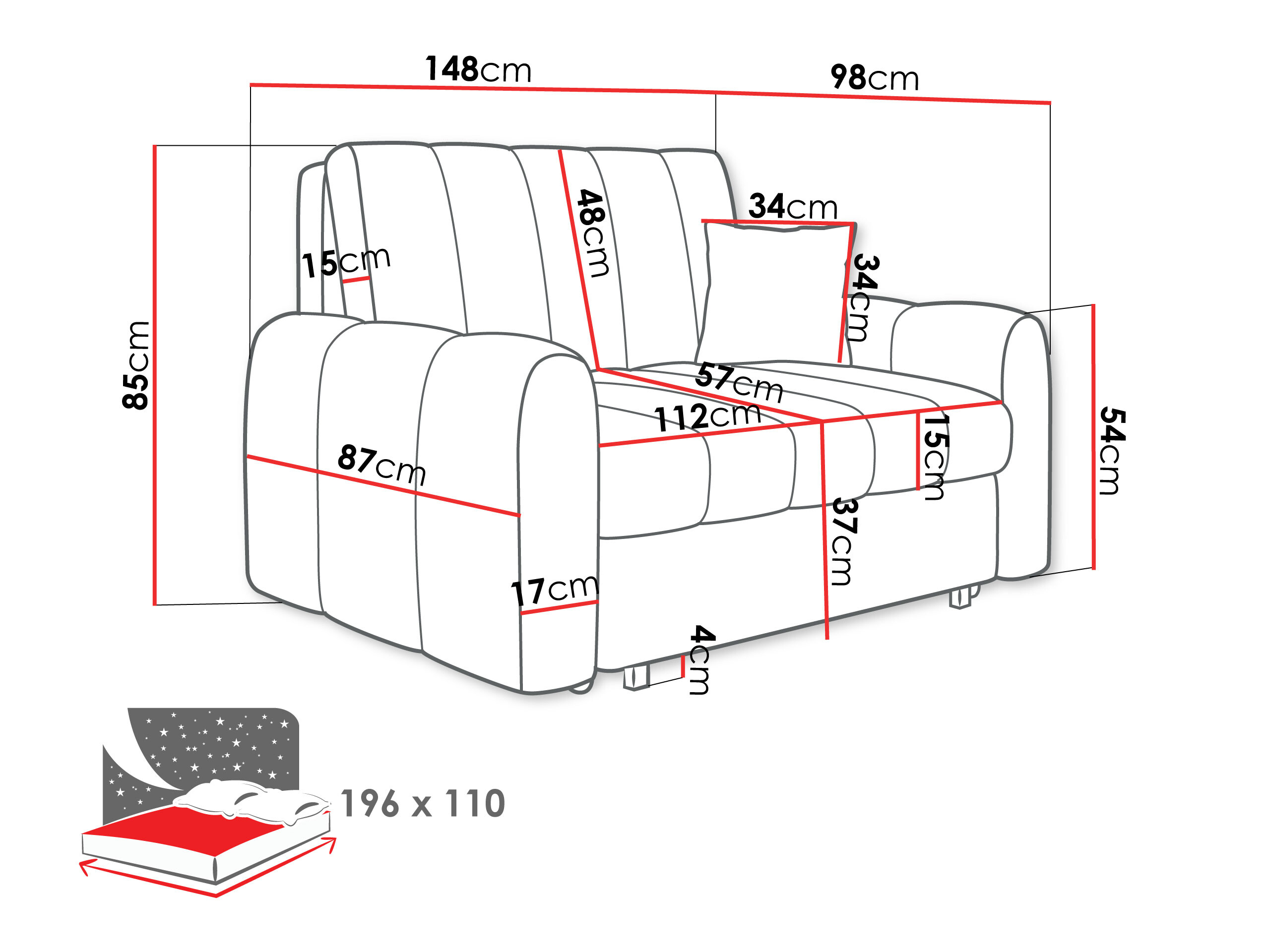 Sofa lova Columbus 263 (Margo 227.11)