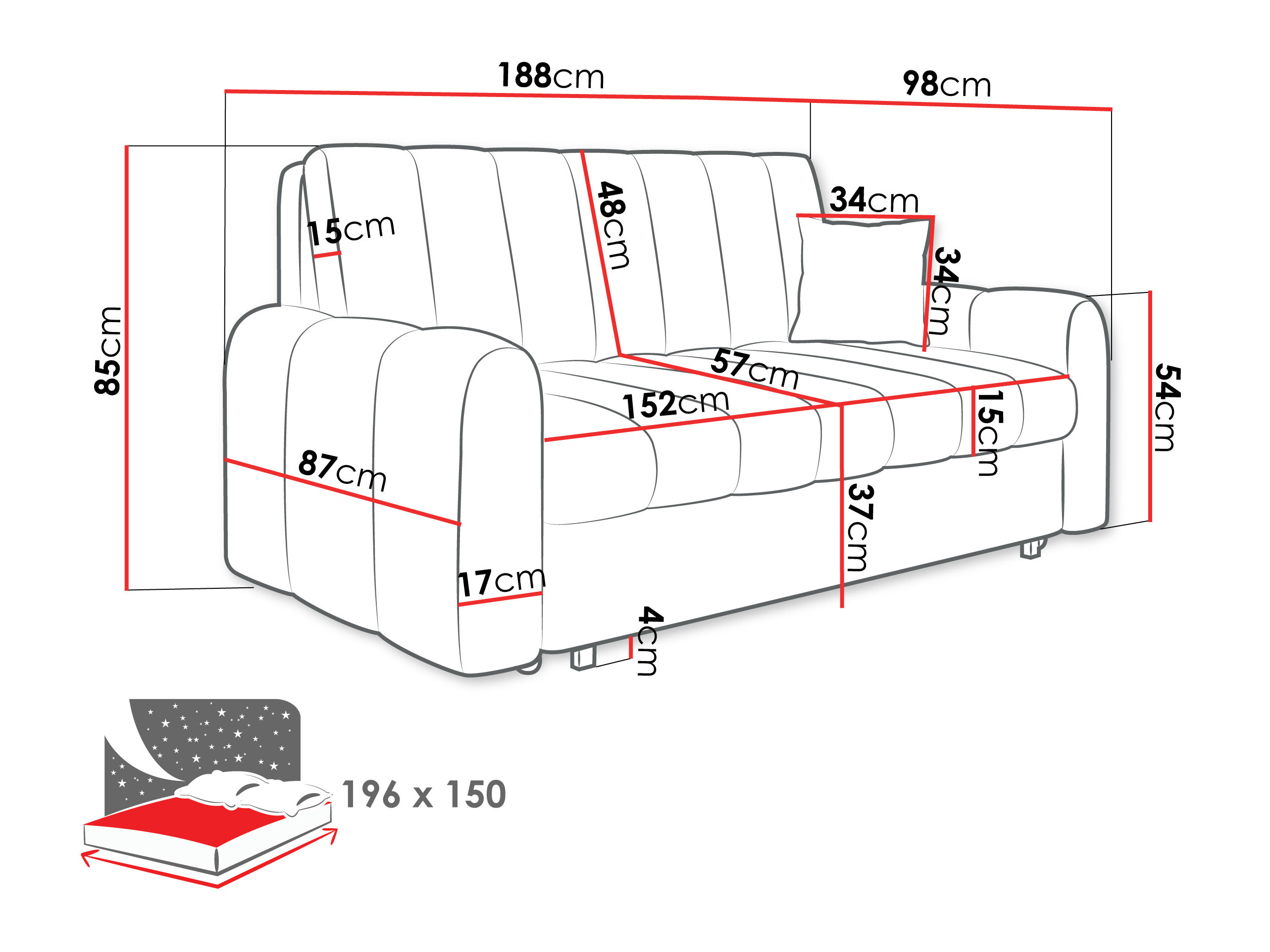 Sofa lova Columbus 265 (Lumo 30)
