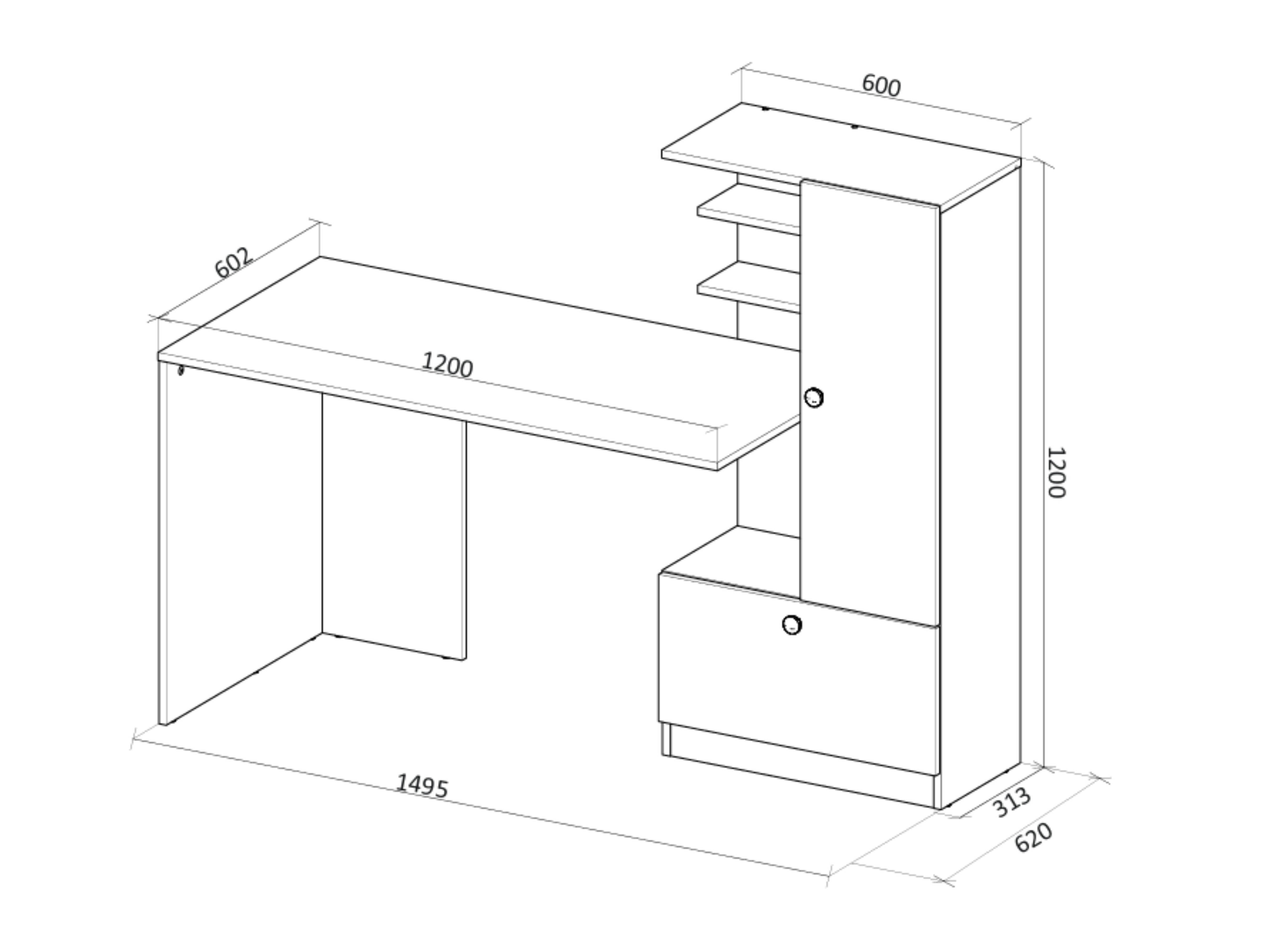 Darbo stalas Houston 2148 (Balta)
