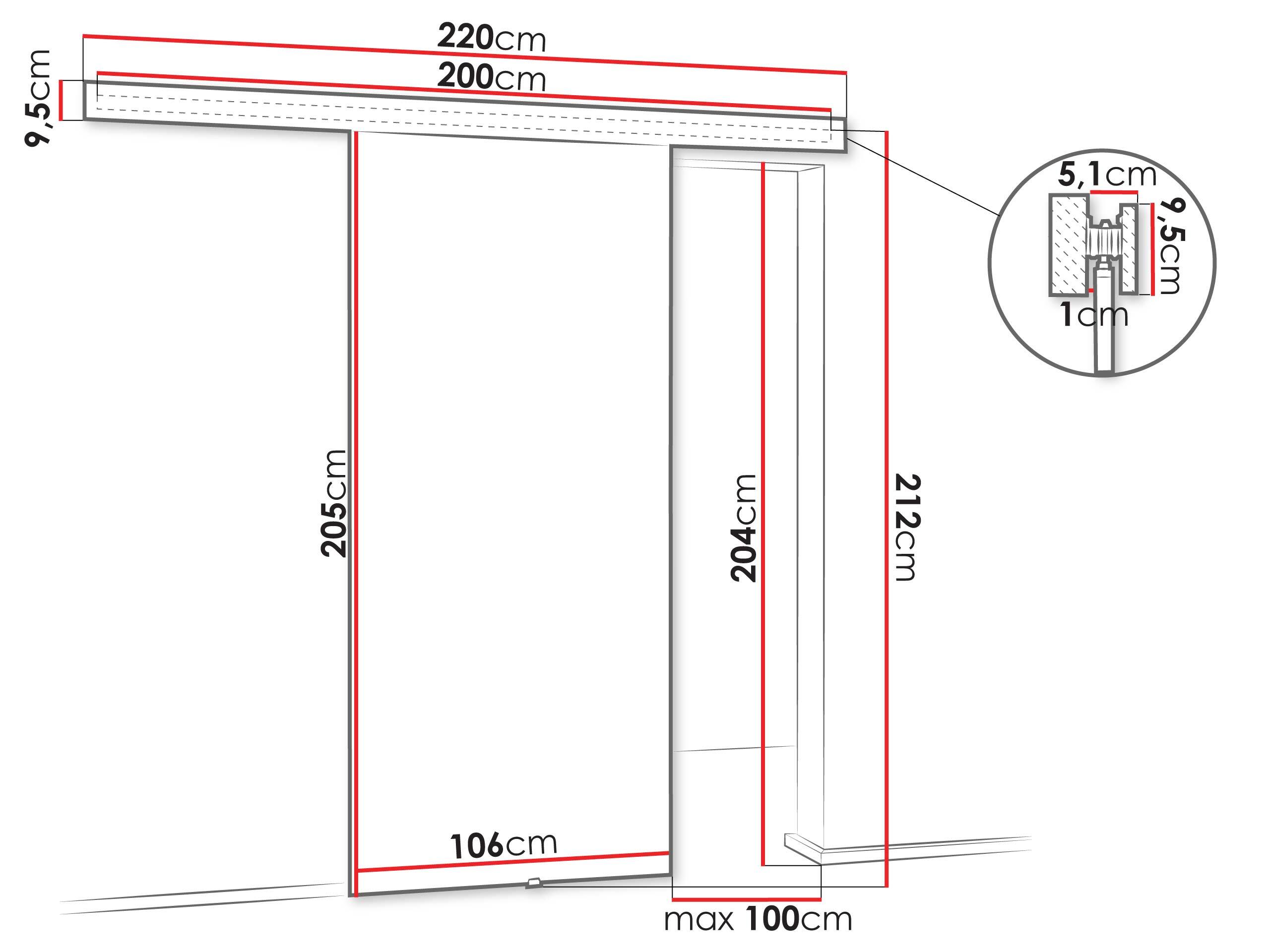 Stumdomos durys Dover 204 (Balta + Juoda)