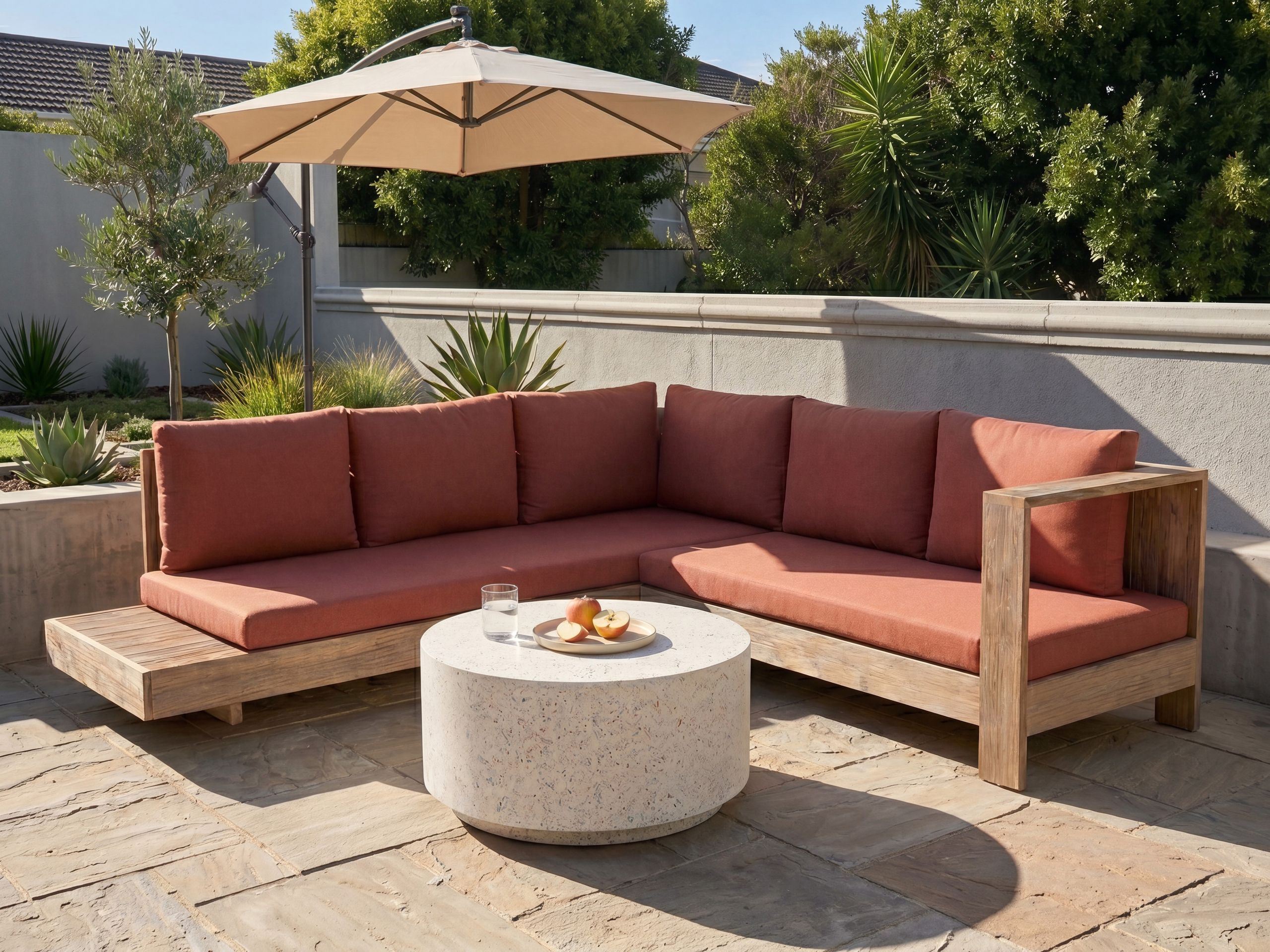 Lauko sofa Berwyn 2548 (Raudona + Akacija)