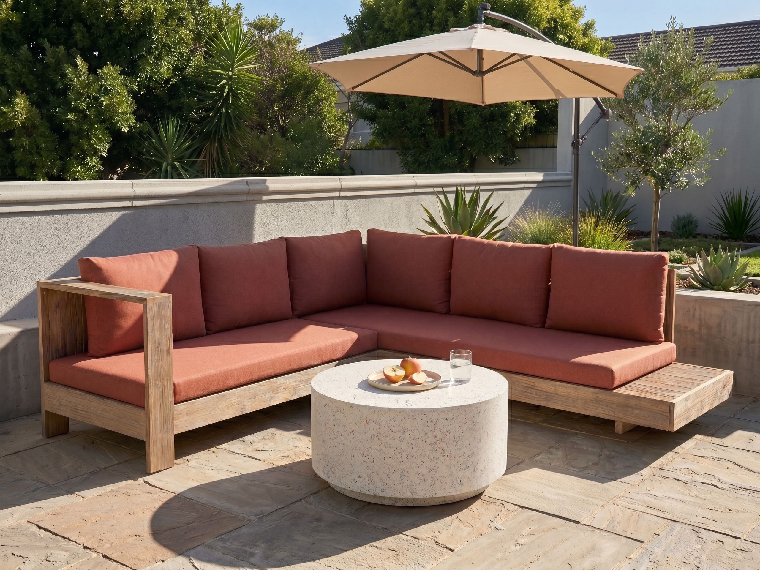 Lauko sofa Berwyn 2548 (Raudona + Akacija)