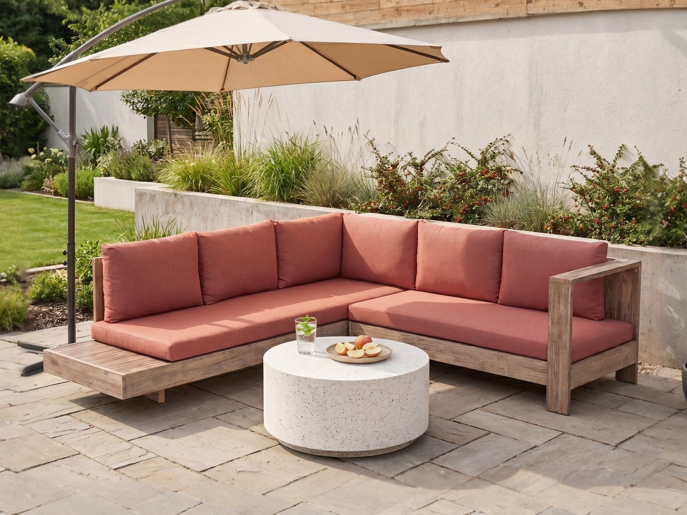 Lauko sofa Berwyn 2548 (Raudona + Akacija)
