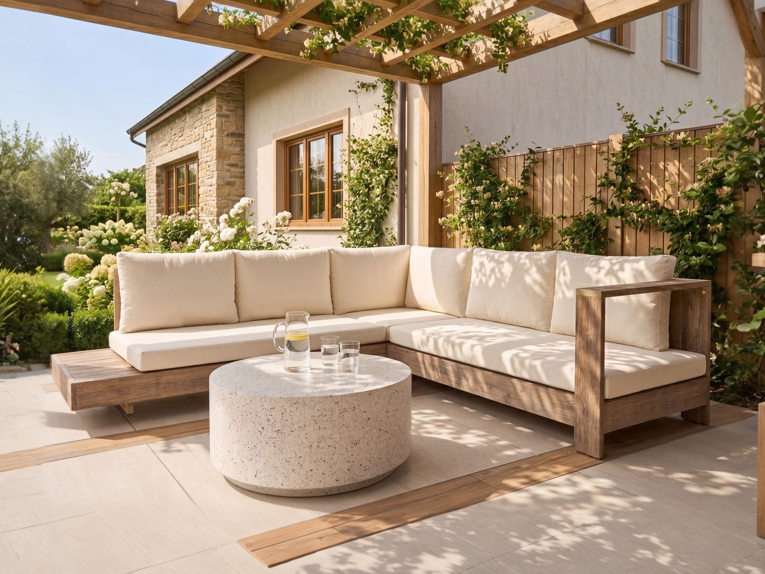 Lauko sofa Berwyn 2548 (Balta + Akacija)