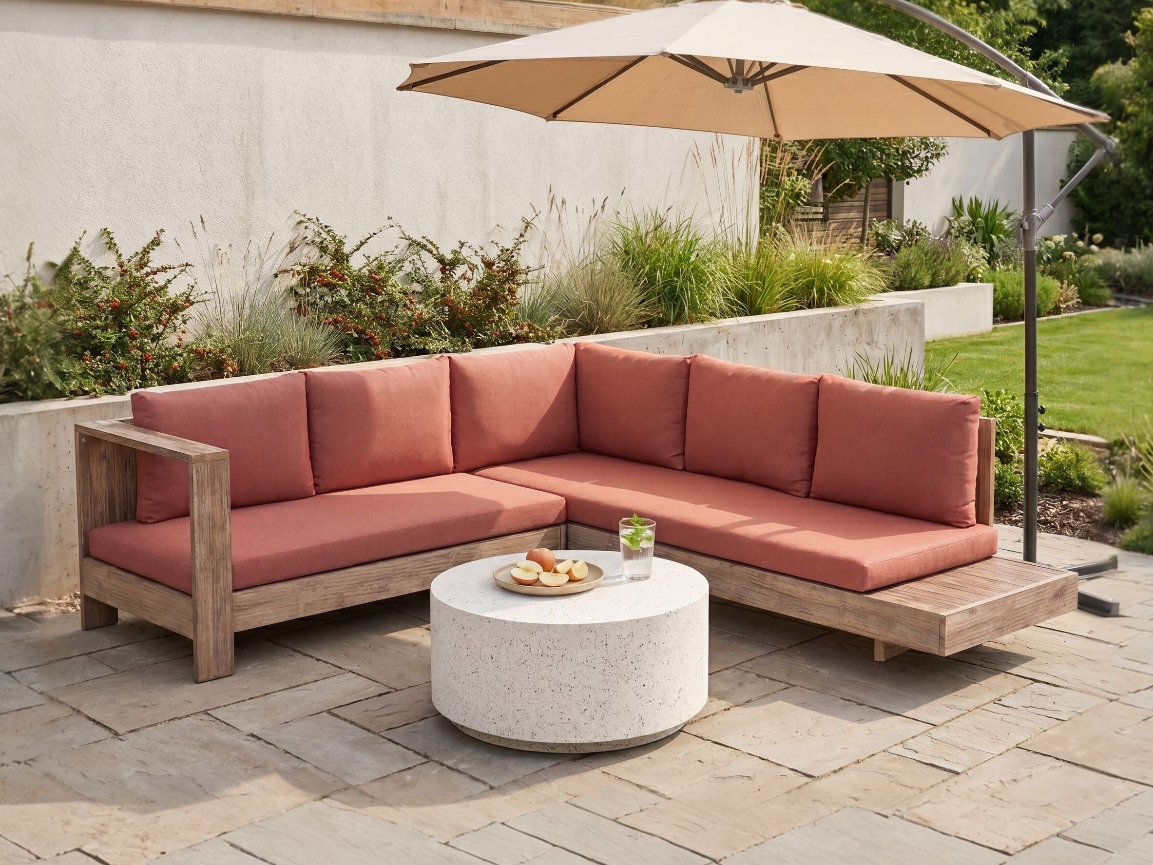 Lauko sofa Berwyn 2548 (Raudona + Akacija)