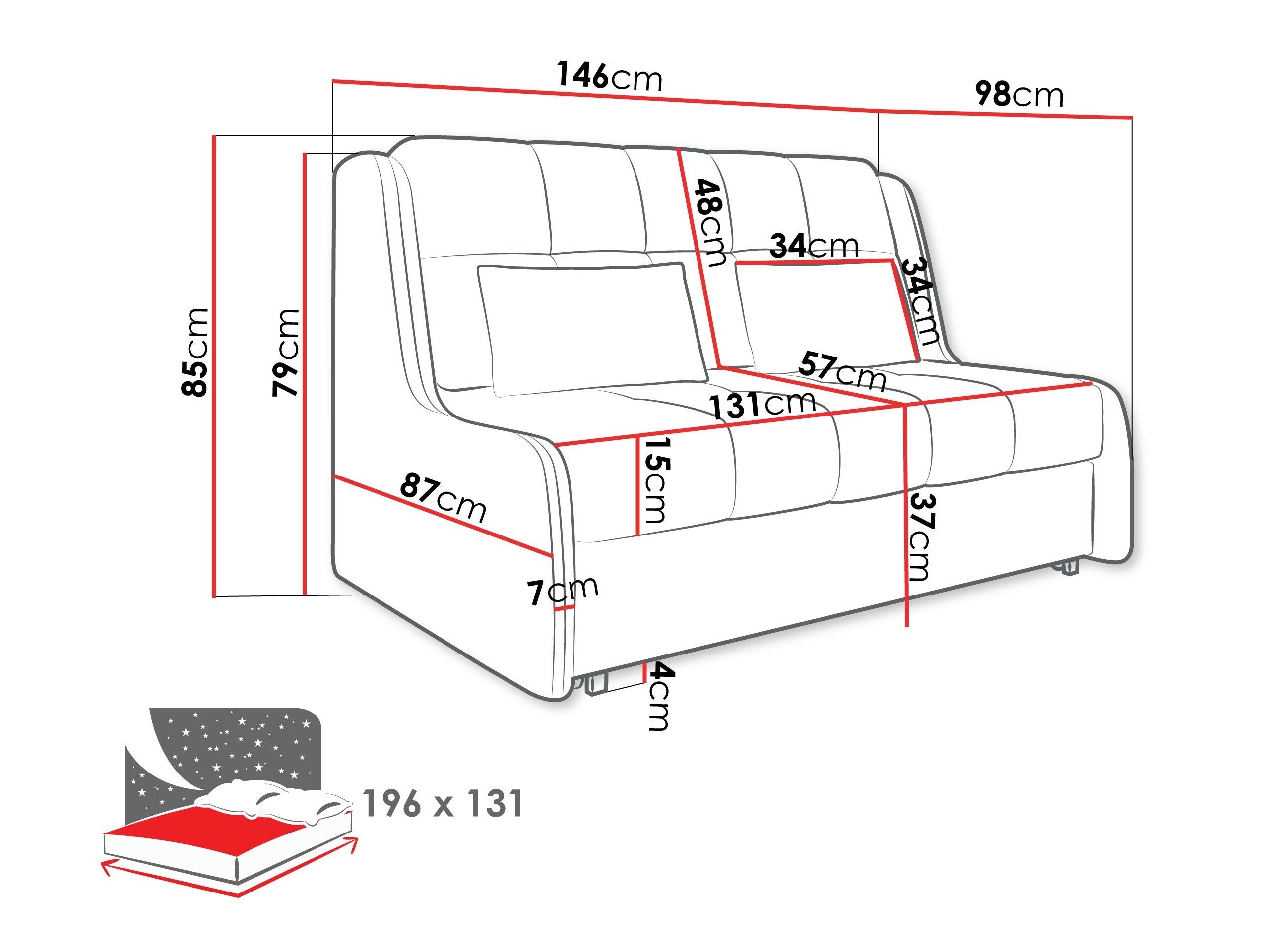 Sofa lova Columbus 256 (Sereno 681)