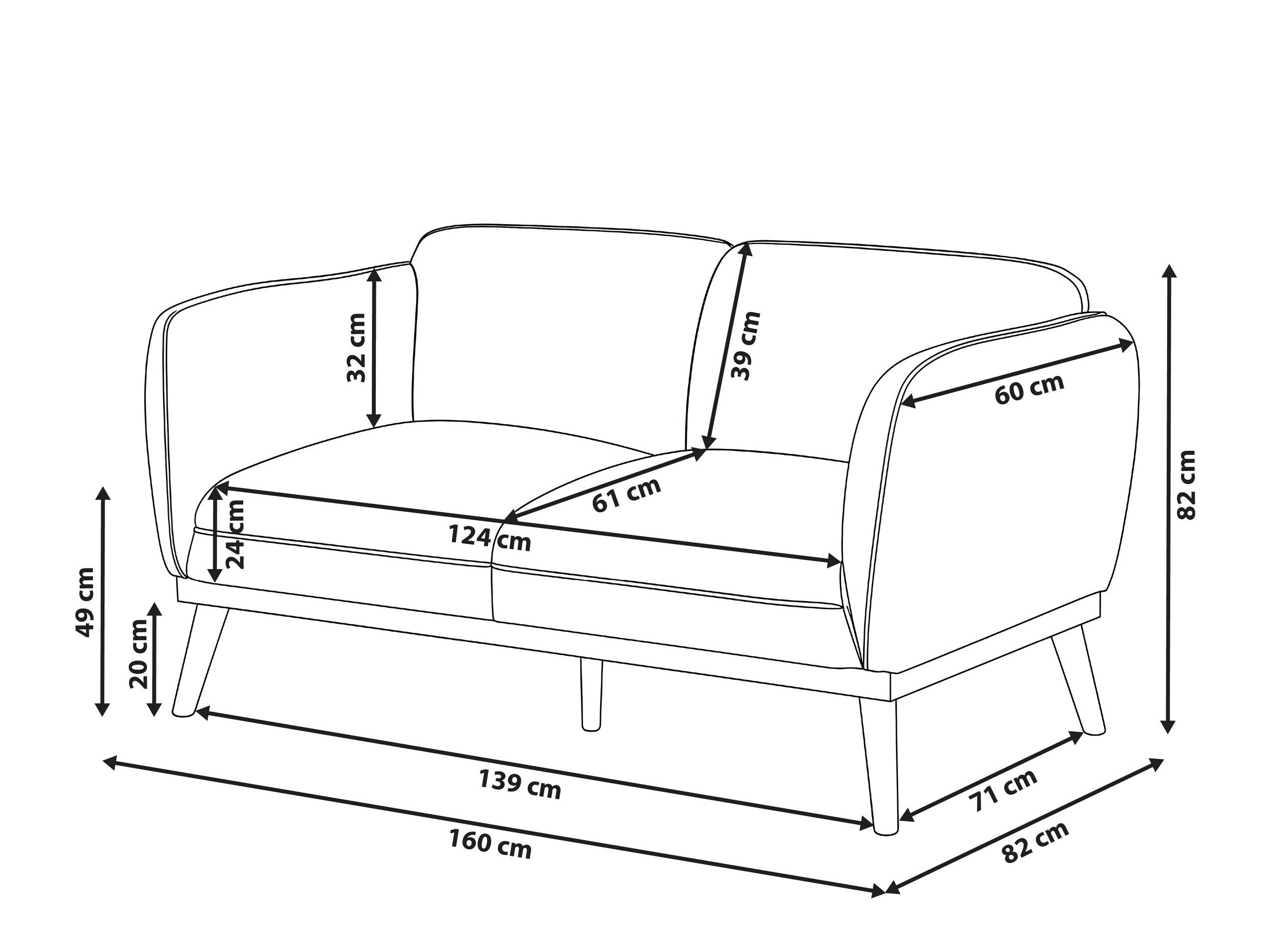 Sofa Berwyn 3342 (Juoda)