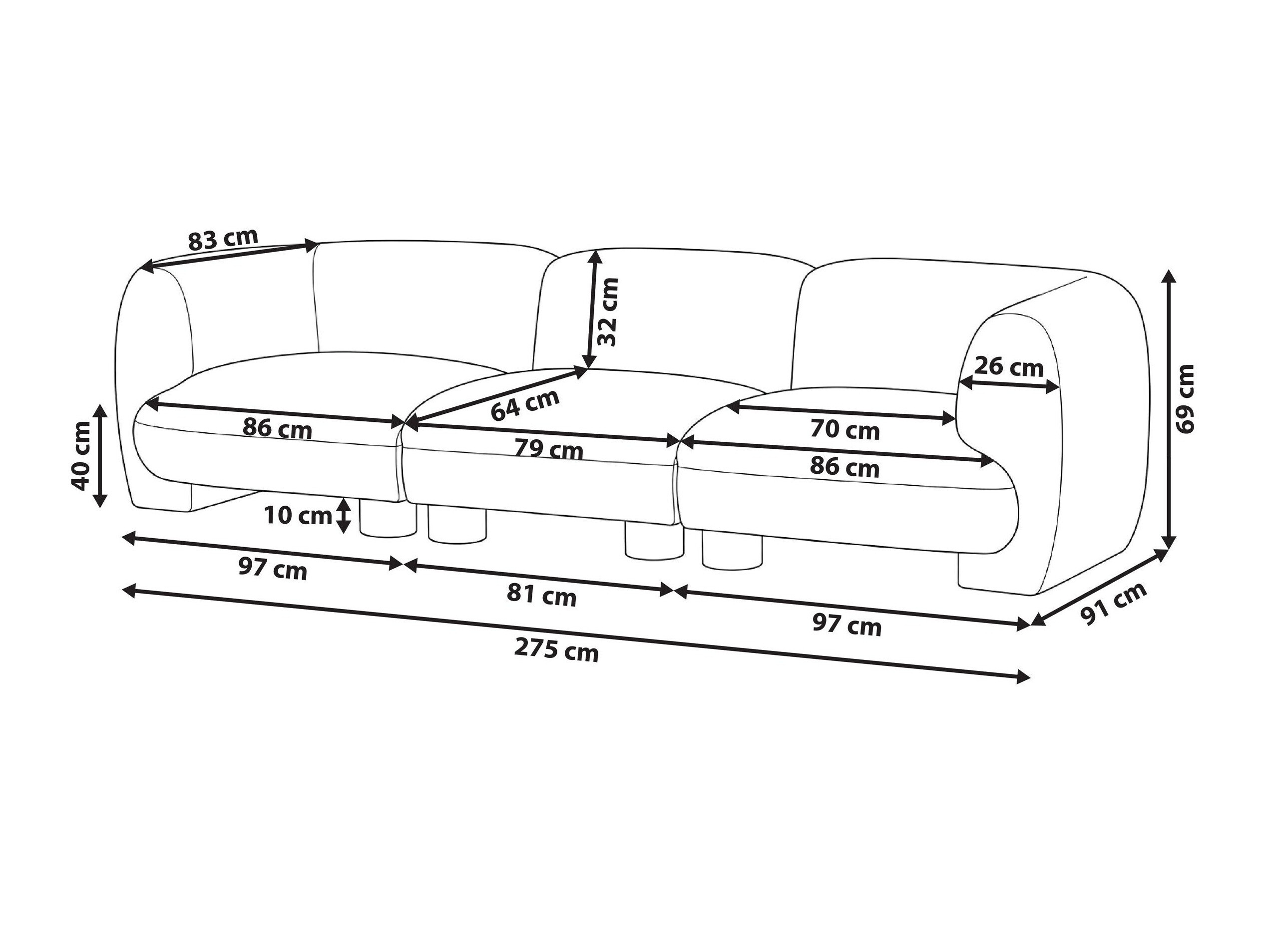 Sofa Torevaru 100 (Balta)