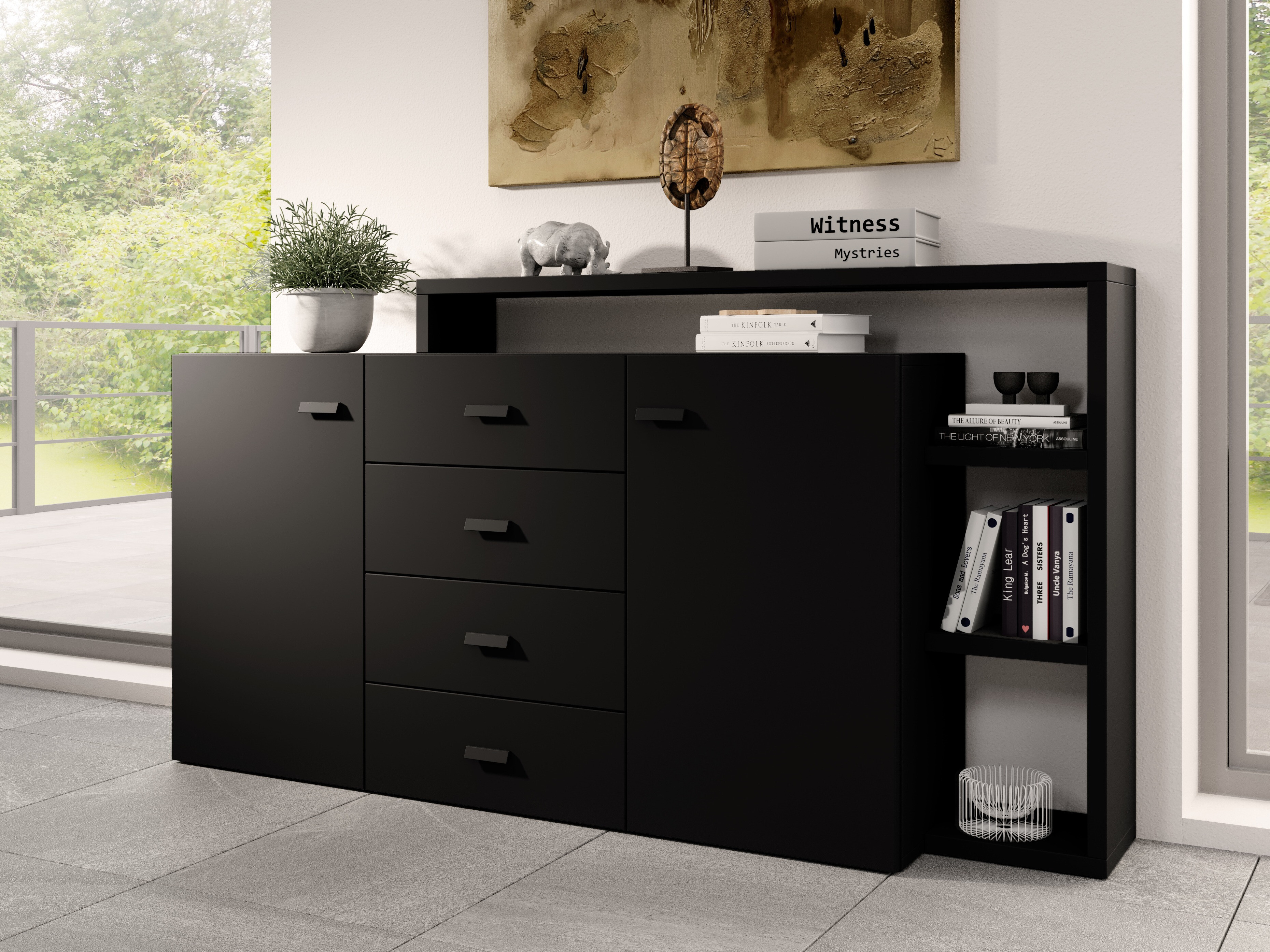 Komoda Lutiva 106 (Matinė juoda)