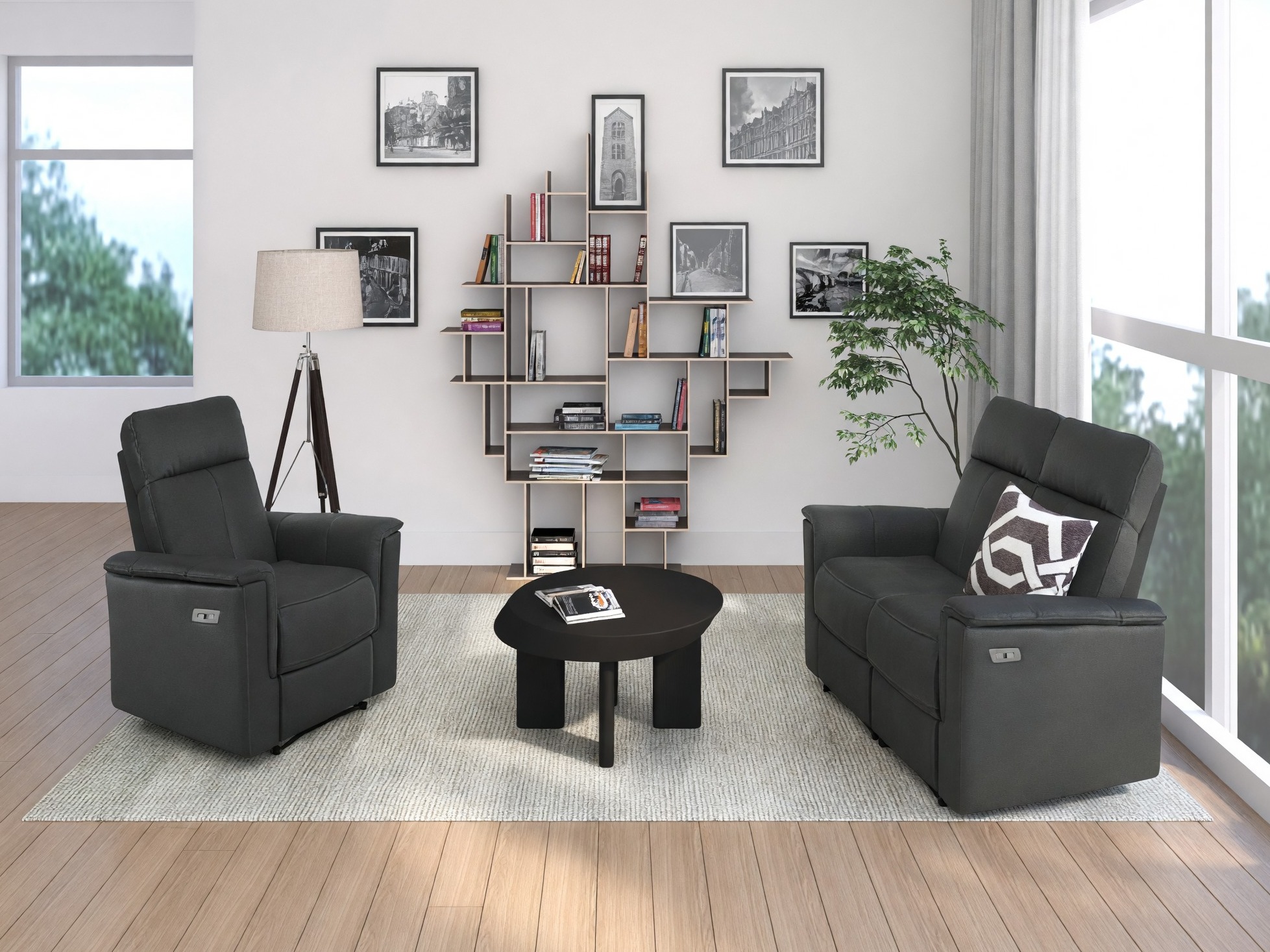 Sofa reglaineris Fivmelu 104 (Pilka)