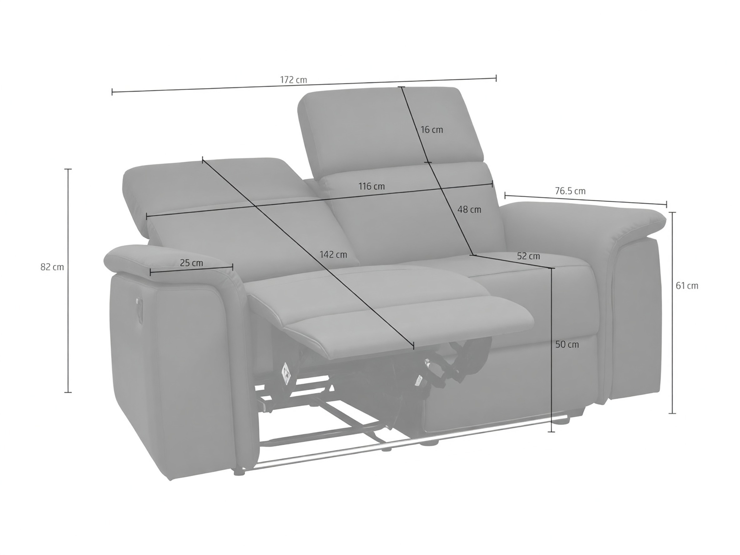Sofa reglaineris Beldalo 104 (Šviesi pilka)
