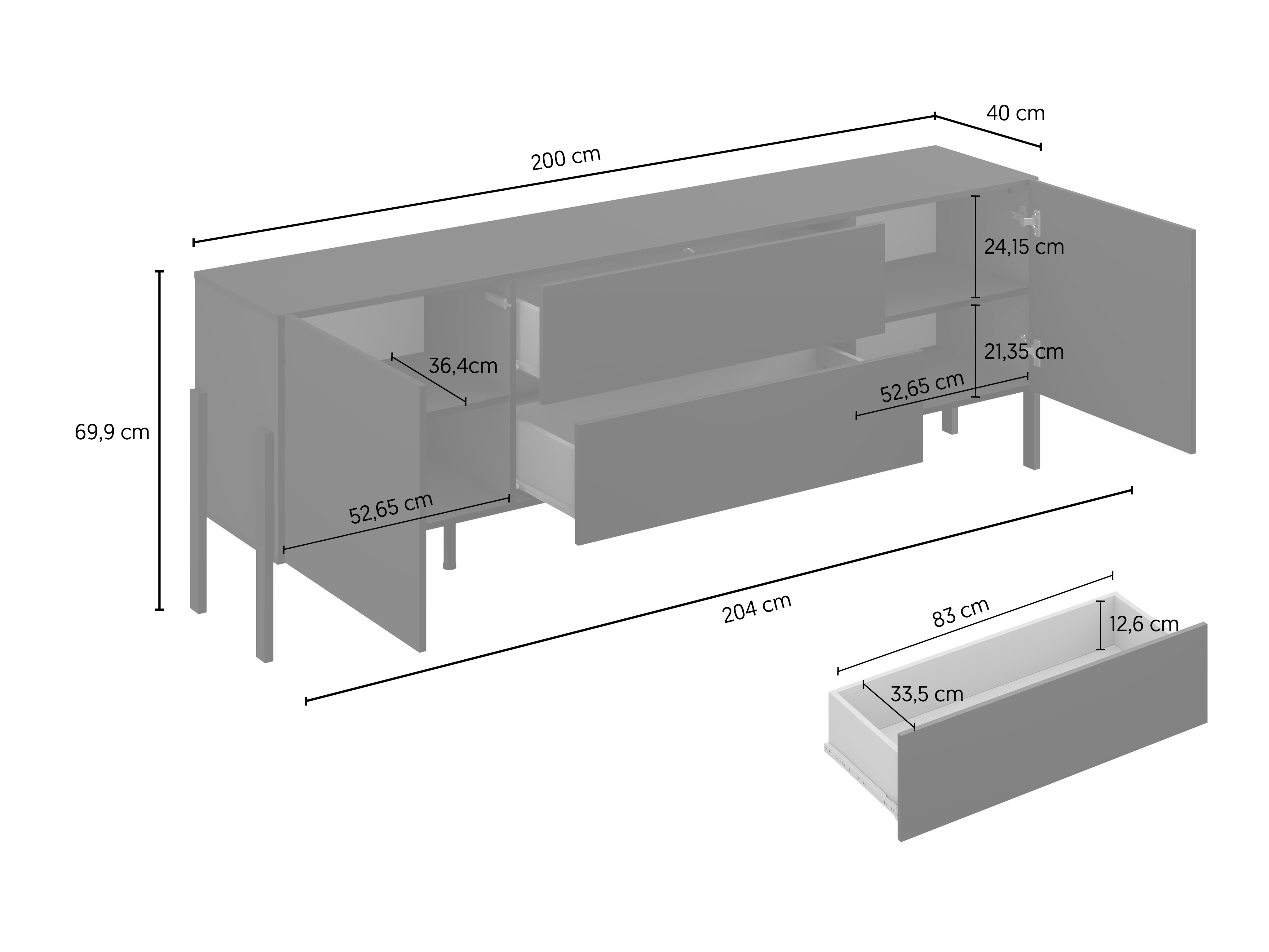 TV staliukas Etsore 102 (Balta)