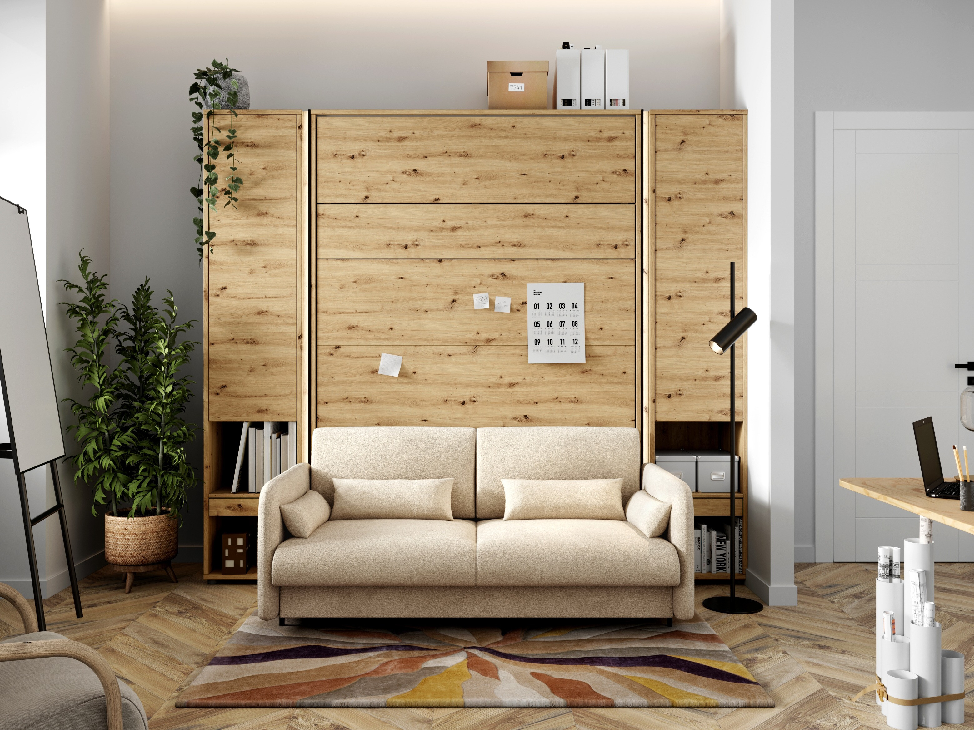 Lova-spinta Concept Lenart VII (Artisan ąžuolas + Smėlinė)