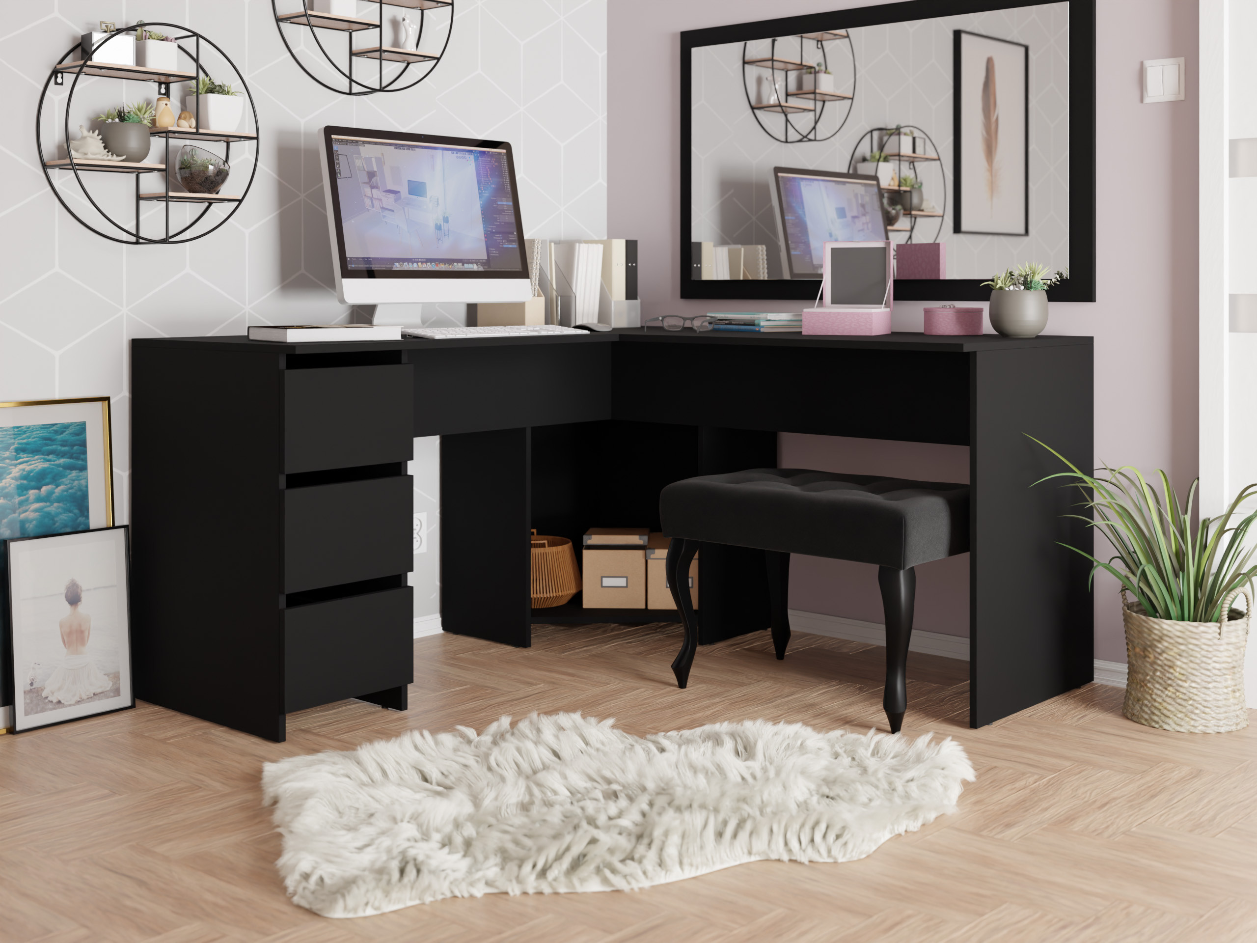 Kampinis darbo stalas Comfivo 576 (Juoda)