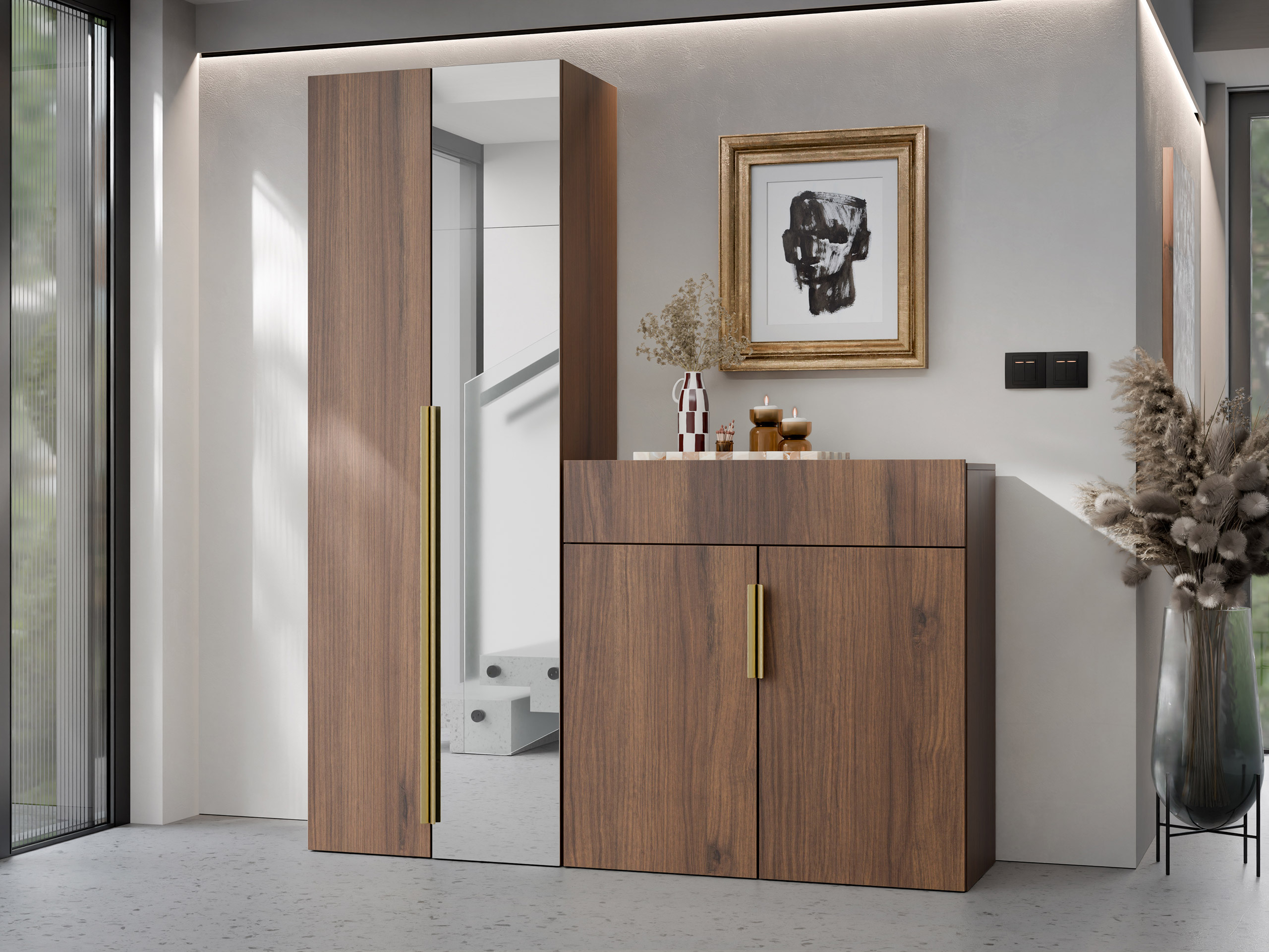 Komoda Comfivo 577 (Graikinis riešutas + Auksinė)