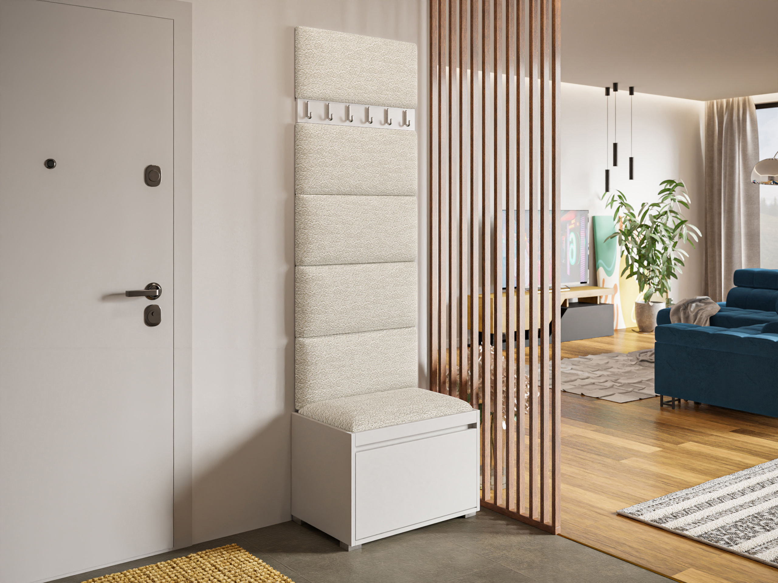 Prieškambario komplektas Comfivo Pinus V (Balta + Abriamo 03)