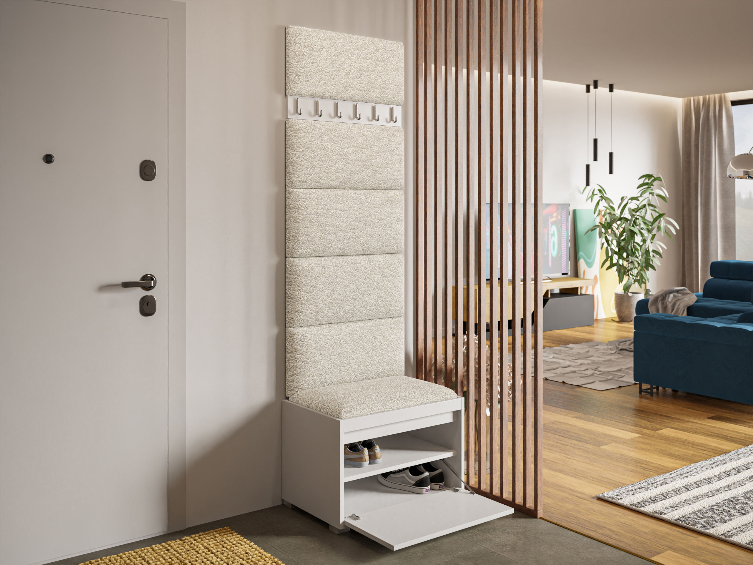 Prieškambario komplektas Comfivo Pinus V (Balta + Abriamo 03)