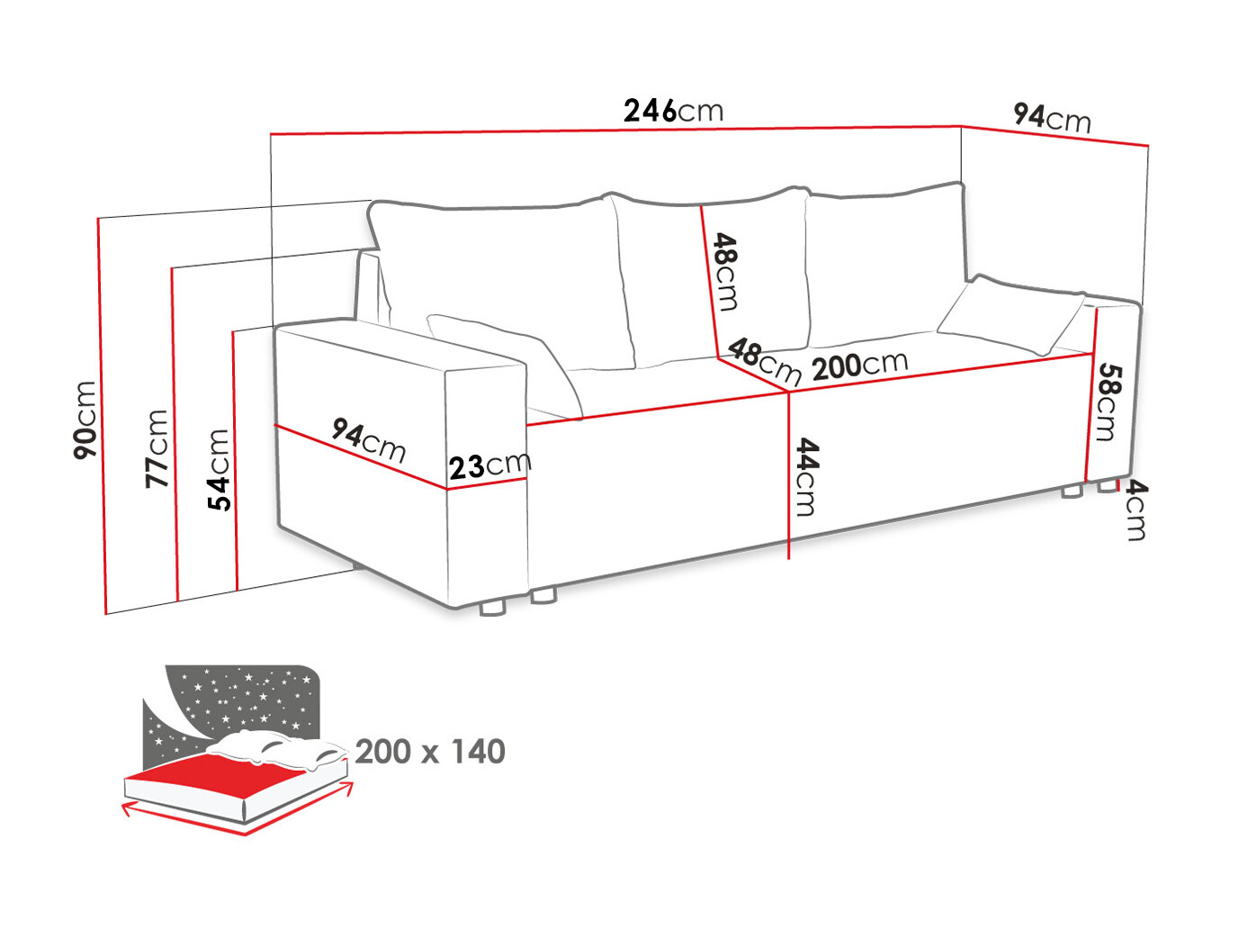 Sofa lova Clovis 104 (Poso 60)