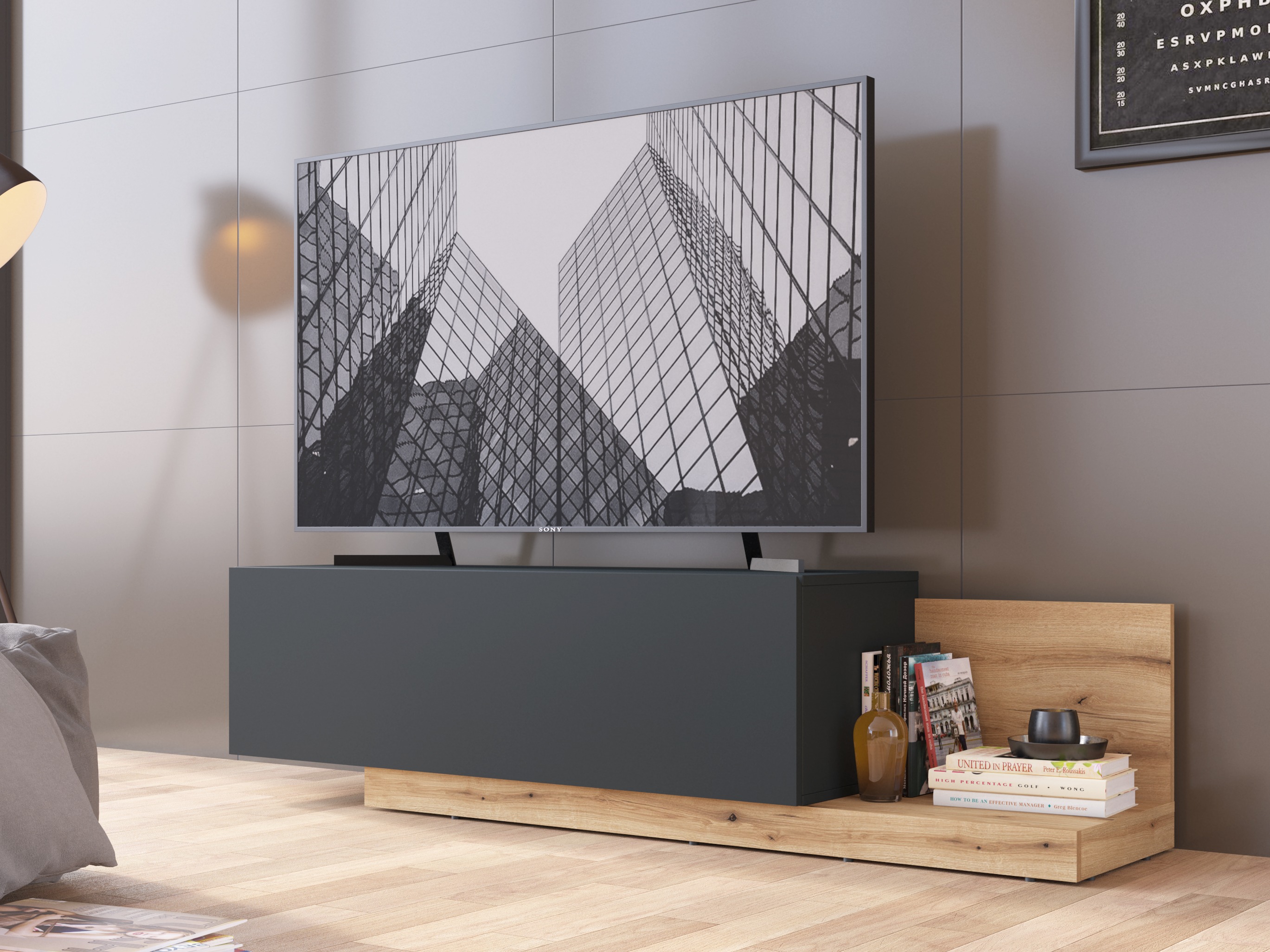 TV staliukas Ontario 244 (Pilka + Ąžuolas)