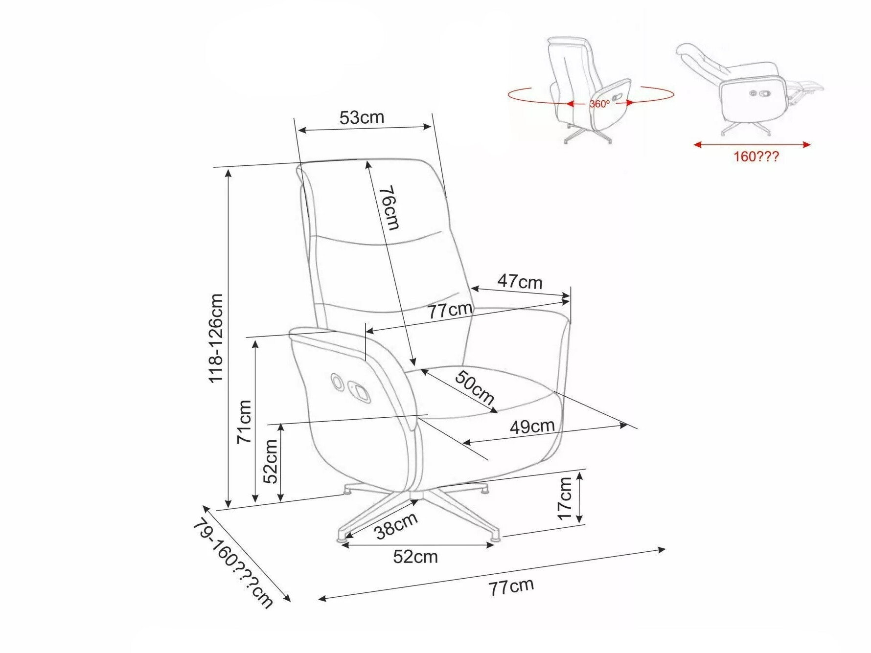 Fotelis reglaineris Detroit 1031 (Raven 22)