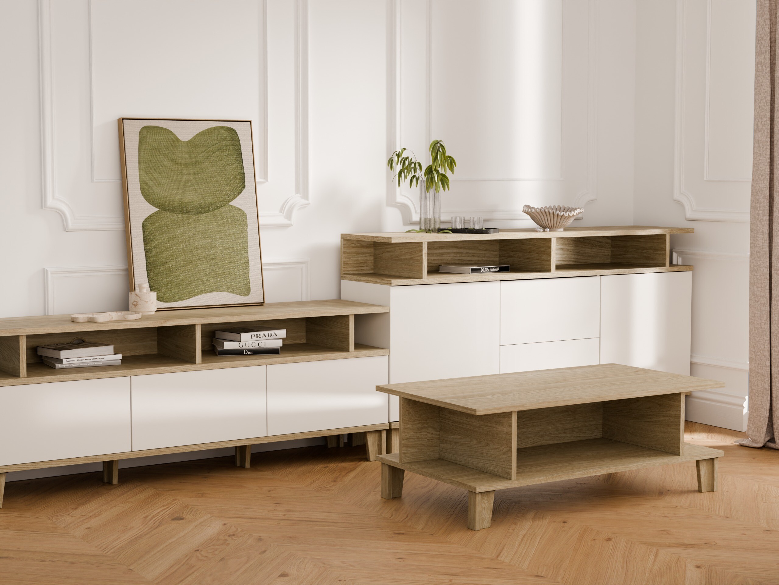 Komoda Evarveru 105 (Blizgi balta)