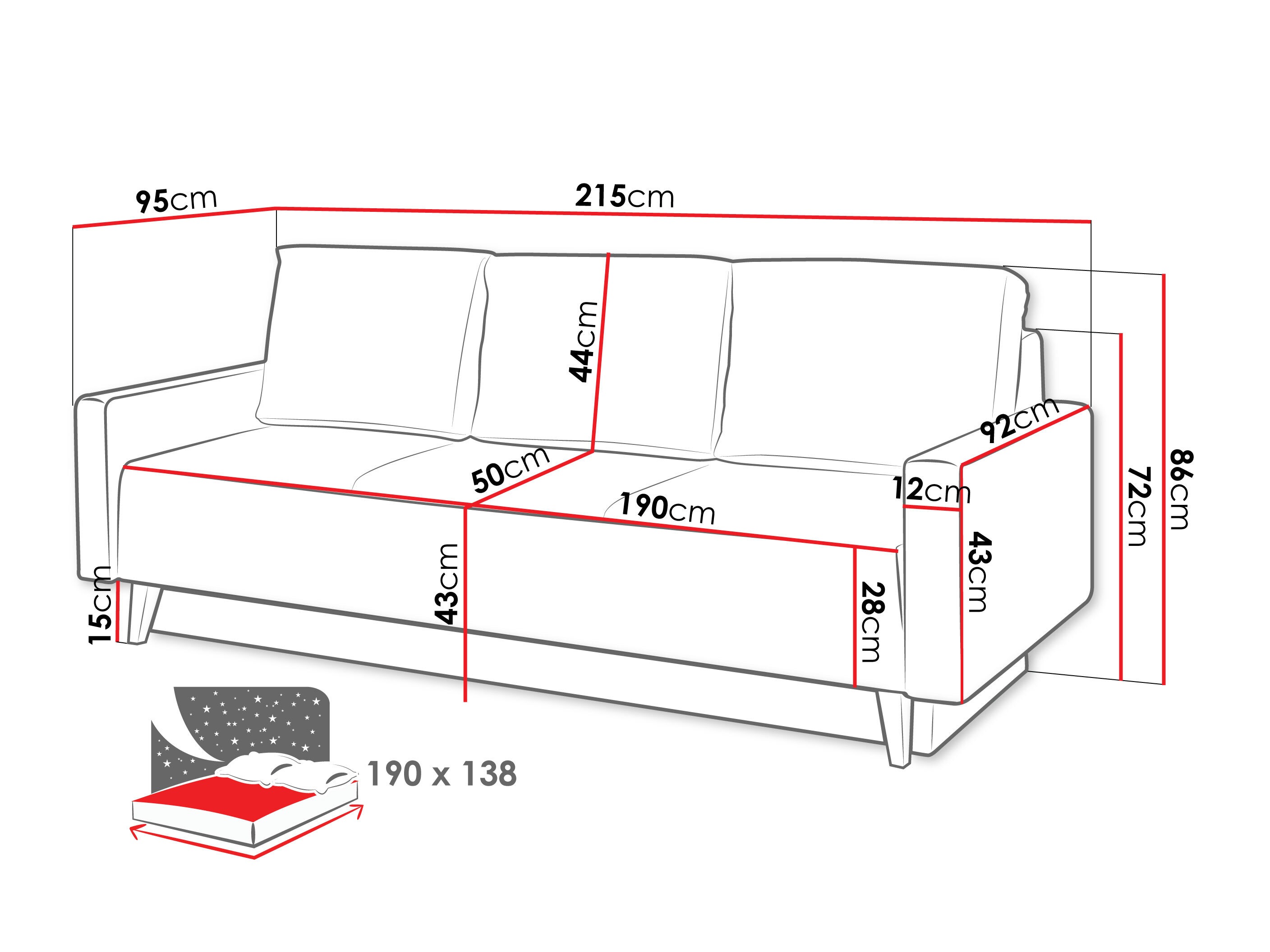Sofa lova Delbene 129 (Aura 23 + Blizgi juoda)