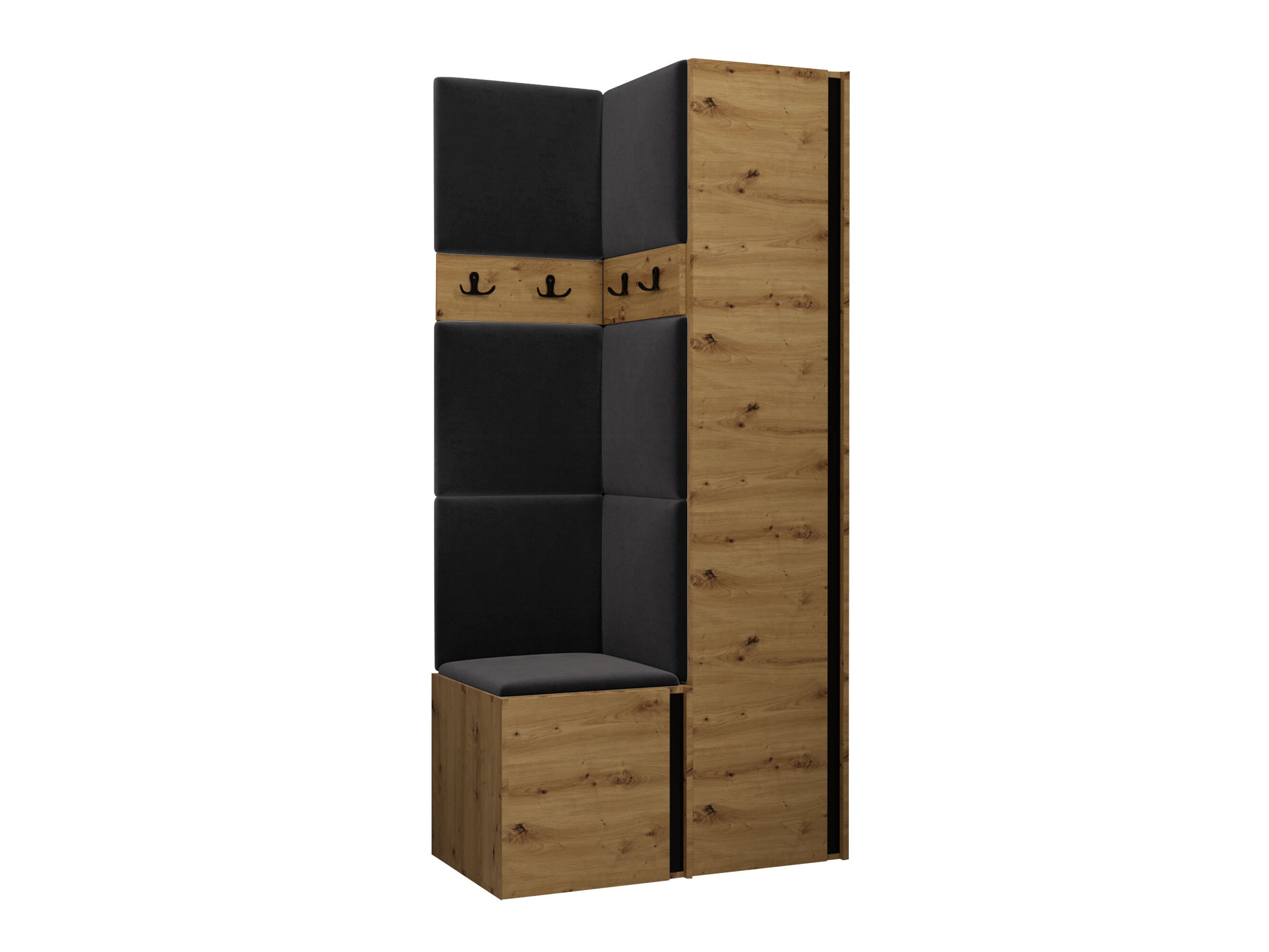 Prieškambario komplektas Pinis XXIV (Artisan ąžuolas + Juoda)