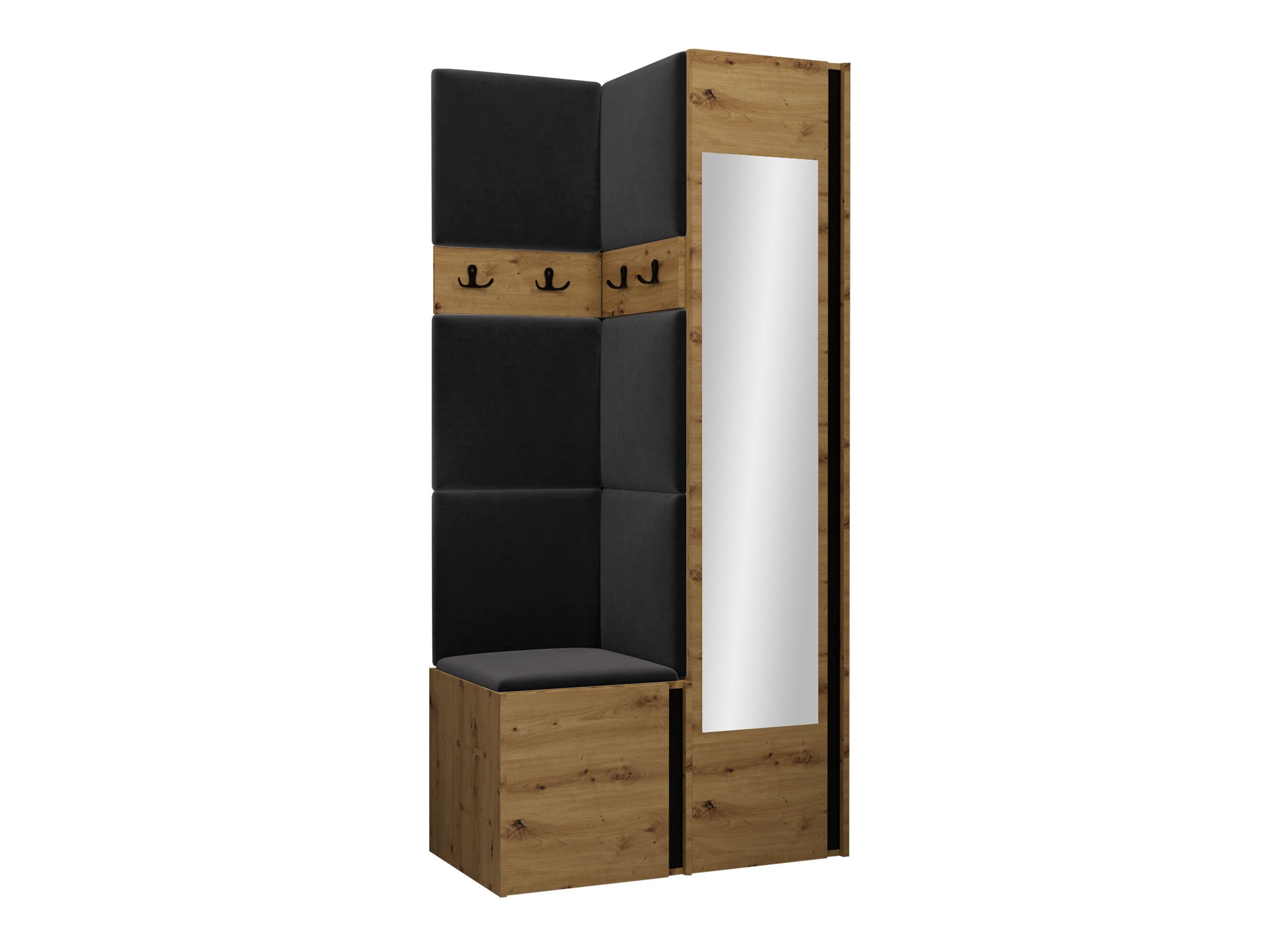 Prieškambario komplektas Pinis XXV (Artisan ąžuolas + Juoda)