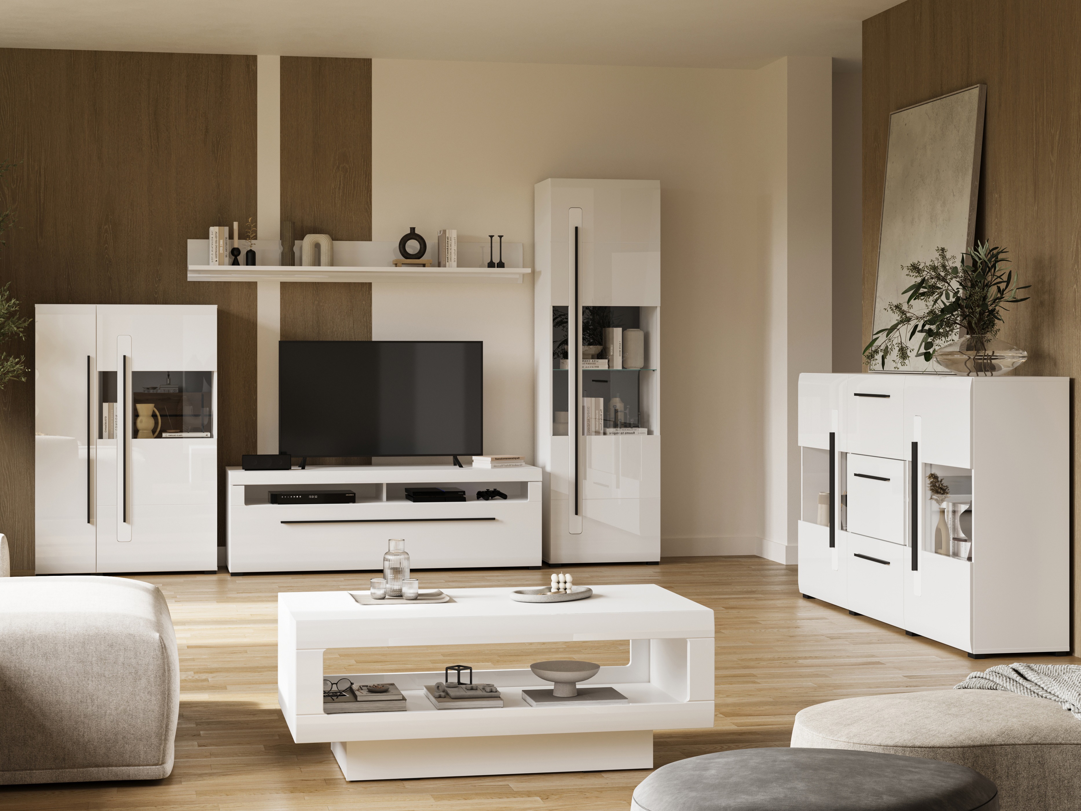 Komoda Ophsalu 106 (Balta + Blizgi balta)