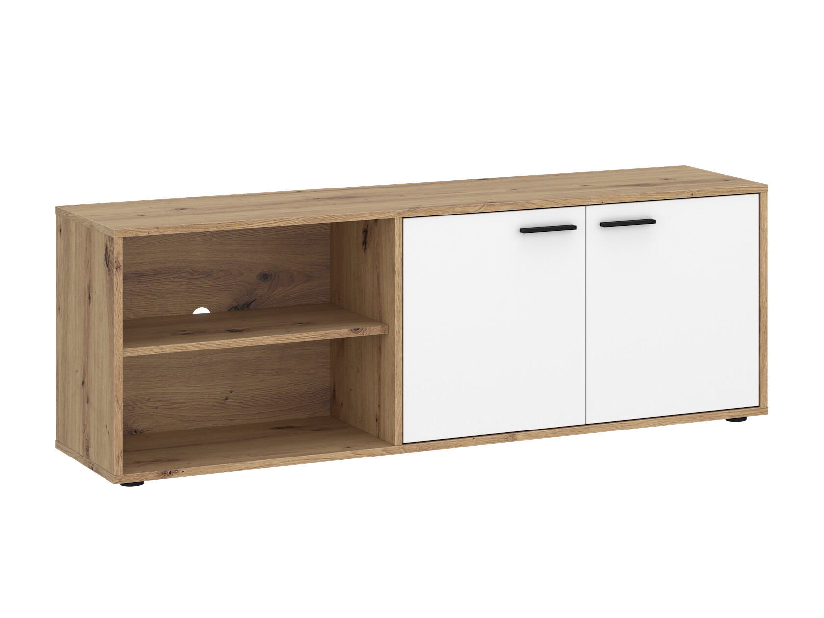 TV staliukas Ontario 245 (Balta + Artisan ąžuolas)