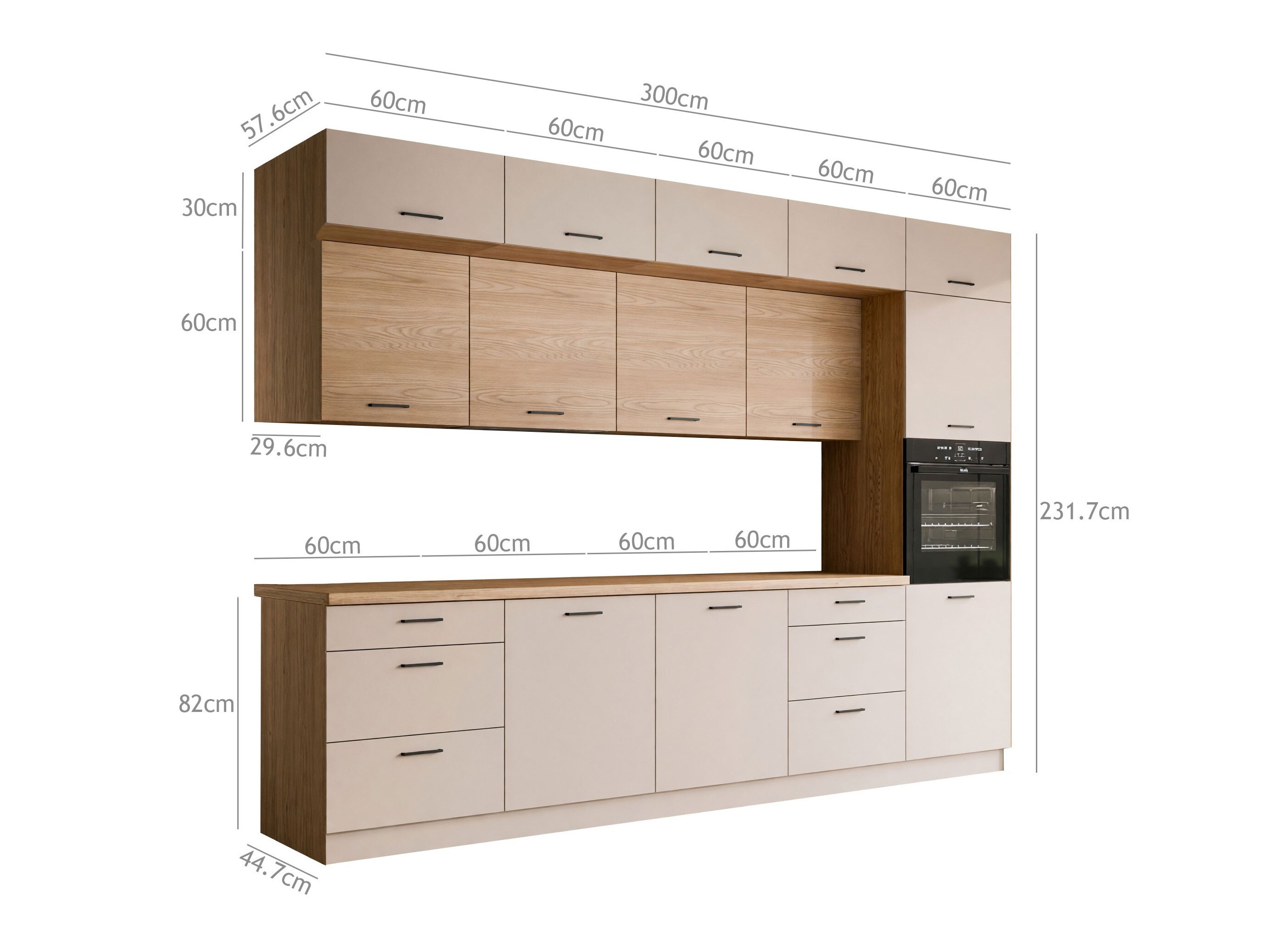 Modulinis virtuvės komplektas Ati Cashmere Grey 100