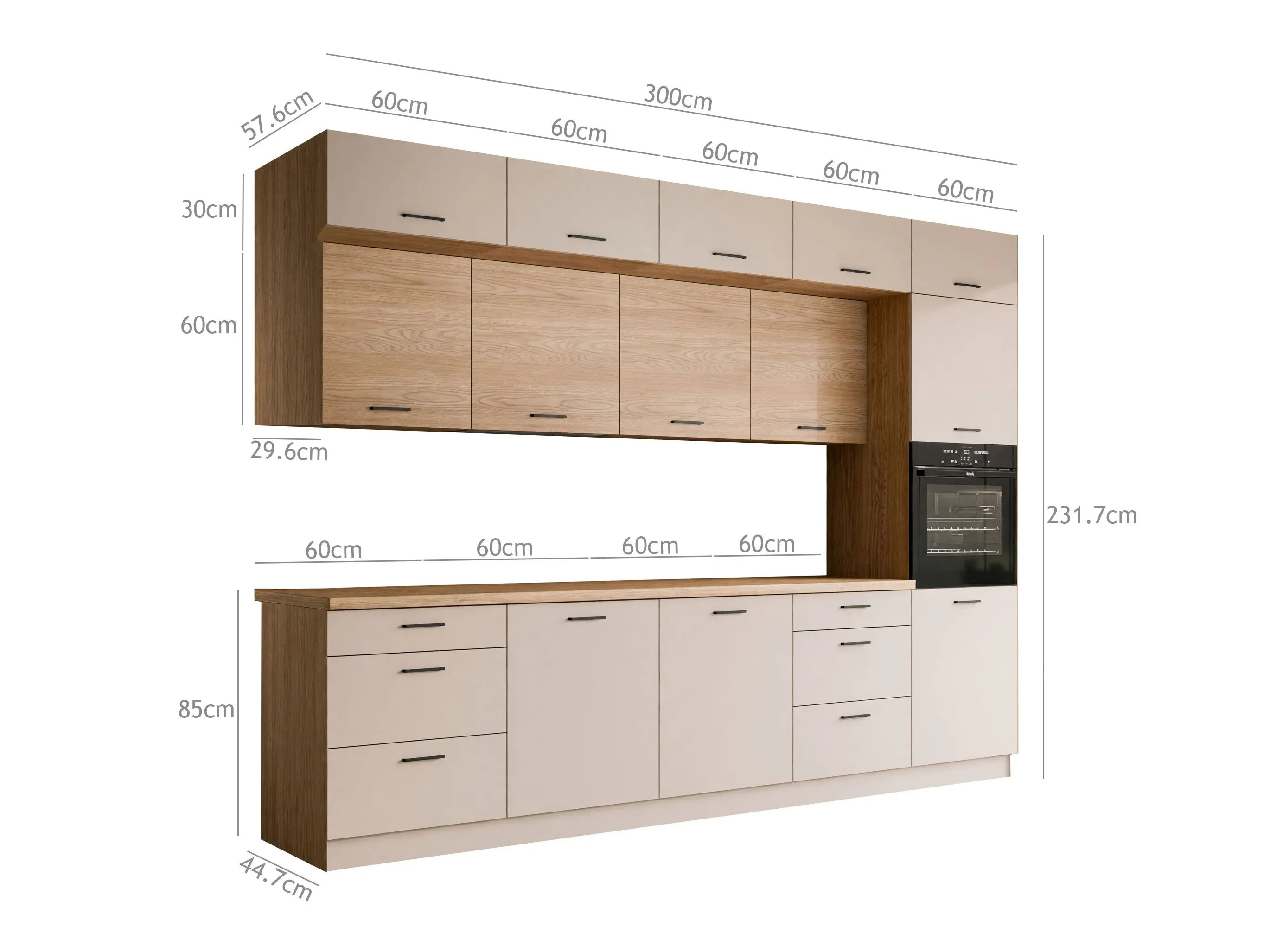 Modulinis virtuvės komplektas Ati Cashmere Grey 100